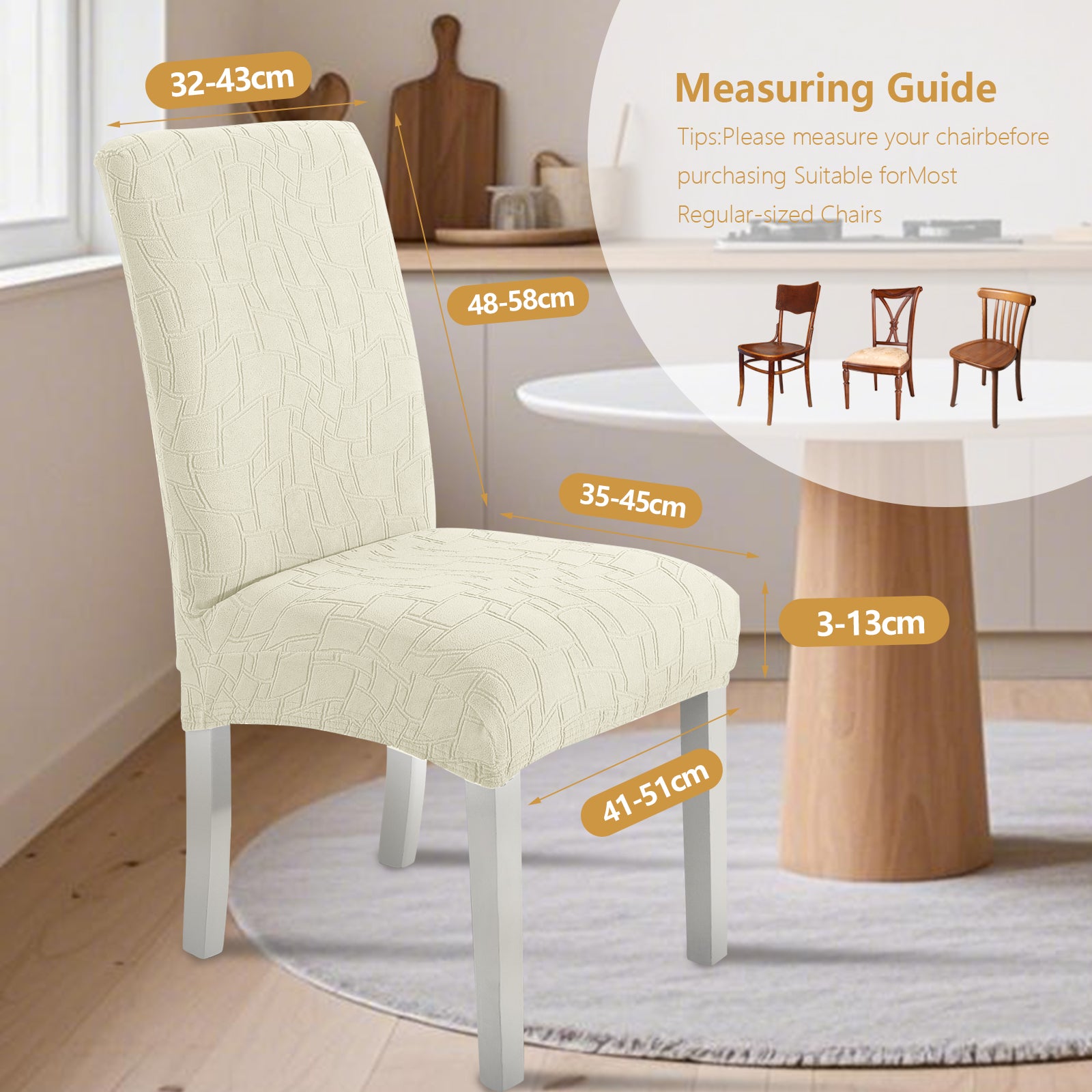 Ystyle 2-Piece Chair Covers with Backrest, Elastic Living Room Kitchen Chair Slipcovers, Soft Comfortable Anti-Scratch Chair Covers, Easy to Clean and Durable, Washable Removable