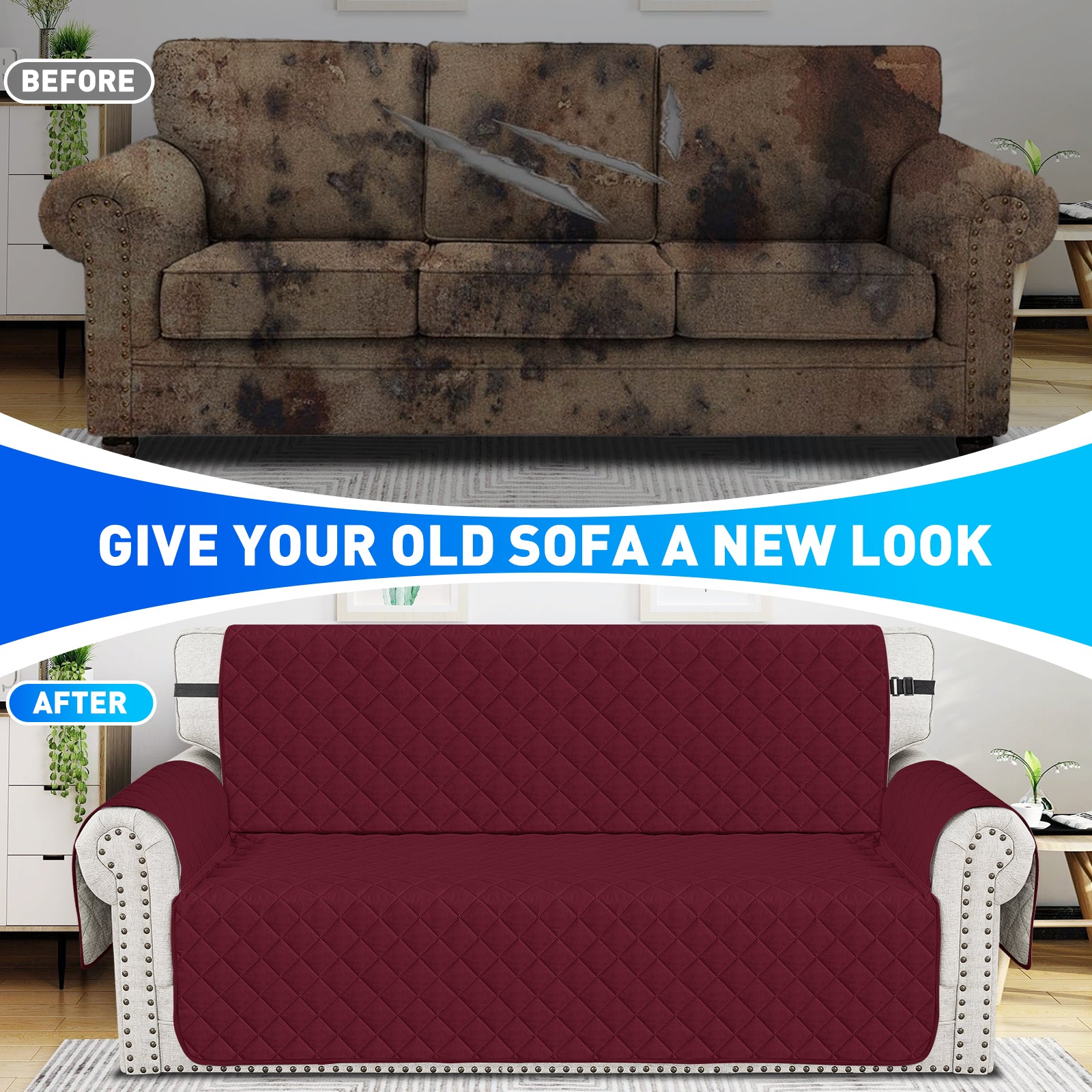 Ystyle Waterproof 4 Seater Sofa Cover with Armrests Anti-Slip-YSTYLE