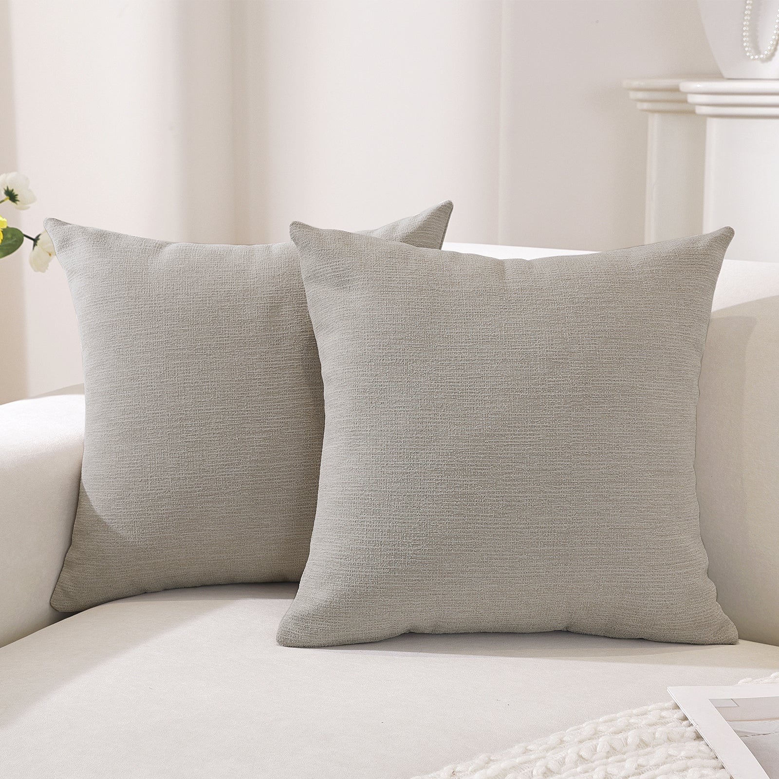 Ystyle 2 Pieces Linen Cushion Covers 60 x 60 cm, Decorative Sofa Cushion Covers, Invisible Zipper, Modern, Comfortable Sturdy, for Living Room, Bedroom