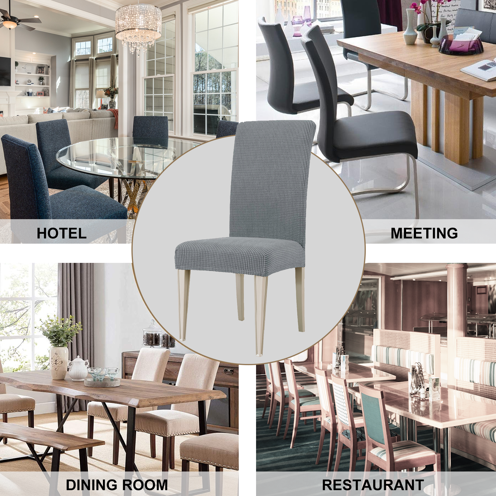 YSTYLE 4 Pieces Stretch Dining Chair Covers Jacquard Pattern