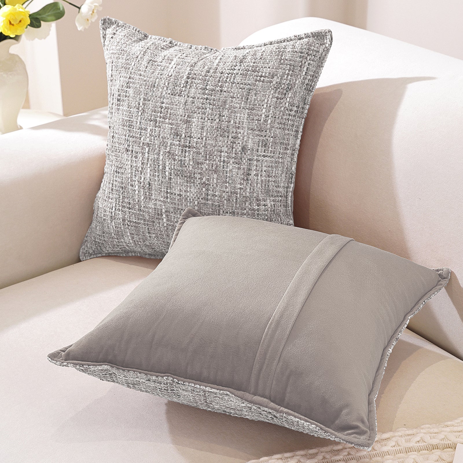 Ystyle Chenille Sofa Cushion Covers 45 x 45 cm, 2 Pieces, Soft Durable Cushion Cover, Sofa Cushion Cover with Corazón Shape, Elegant Decorative Pillowcase Living Room