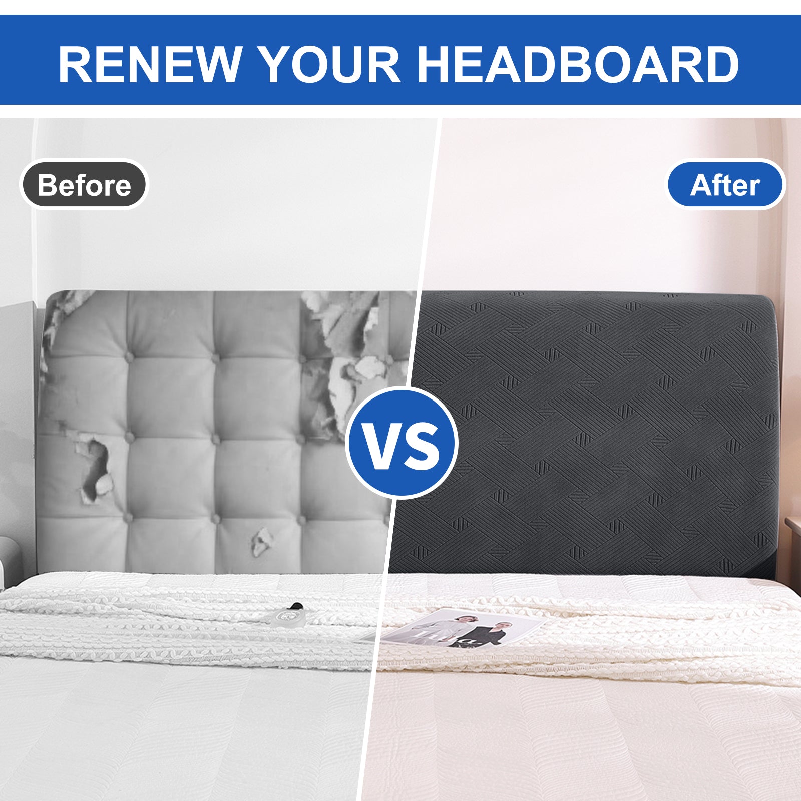 Ystyle 150cm Bed Headboard Cover, Elasticized Double/Single Bed Headboard Cover, Washable Double Bed Headboard Slipcover, Universal Dust-Proof Headboard Cover