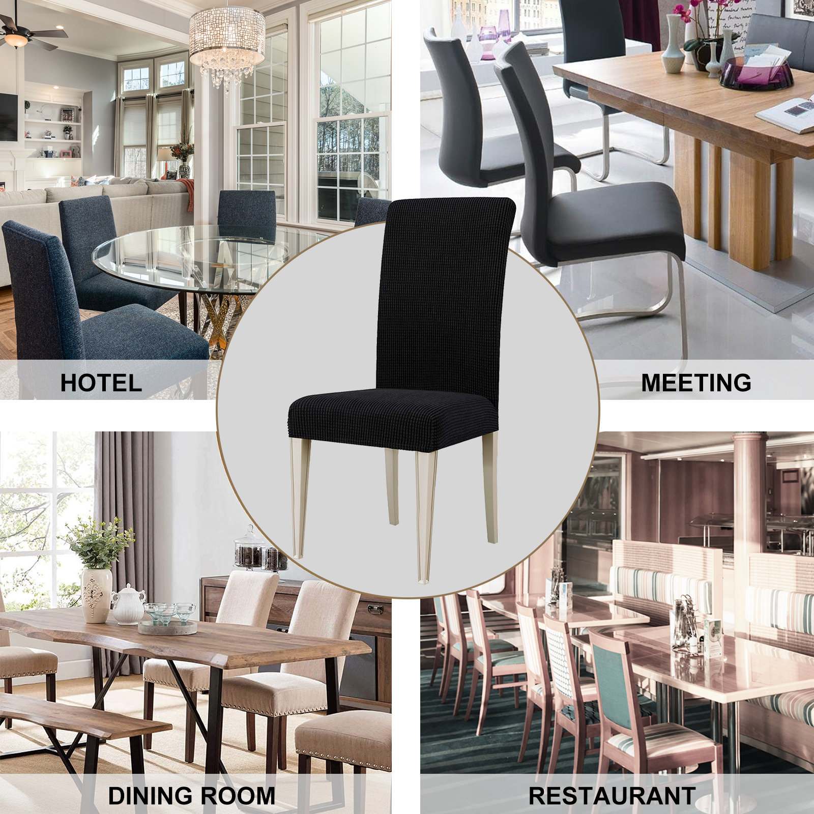 YSTYLE 4 Pieces Stretch Dining Chair Covers Jacquard Pattern