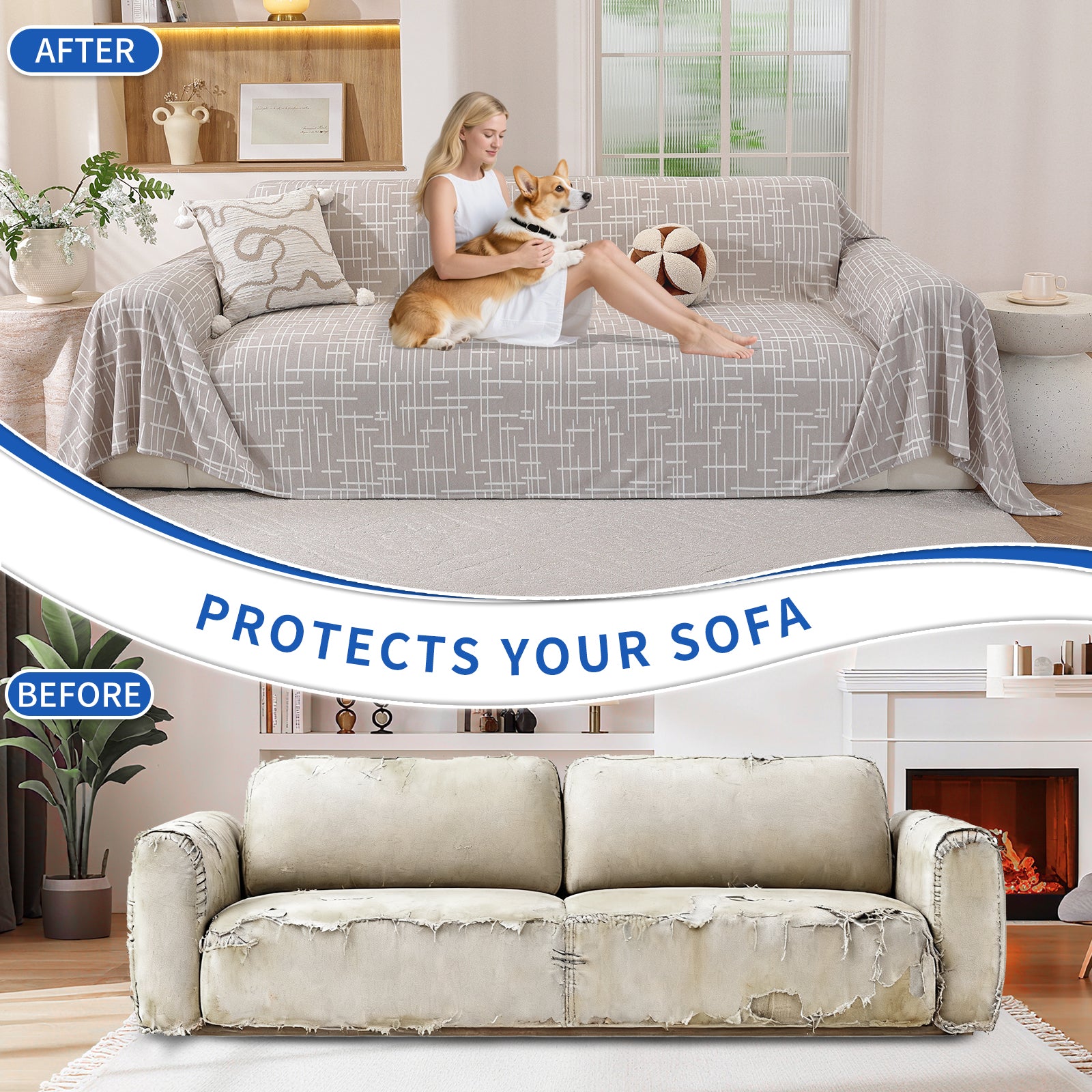 Ystyle Universal 4 Seater Sofa Cover Throw 200x380cm Breathable-YSTYLE