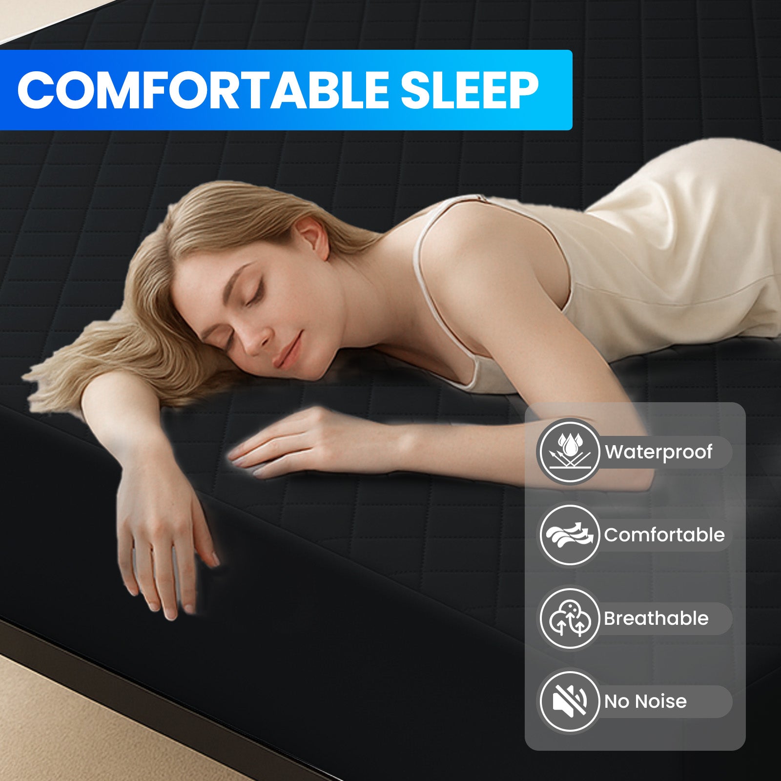 Waterproof Mattress Protector 90x190cm with Deep Pocket