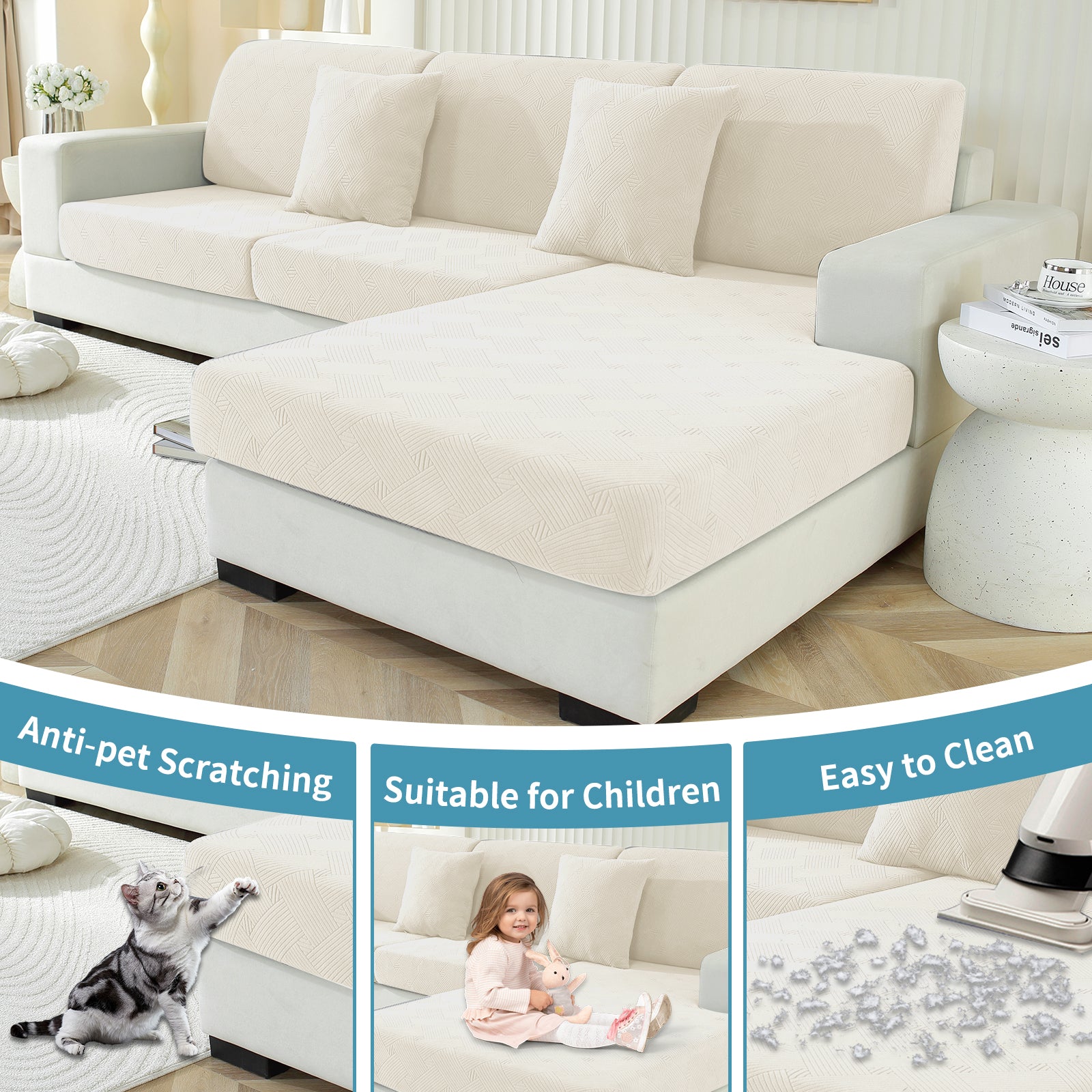 YSTYLE Coprisedile elastico per divano chaise longue anti-scivolo