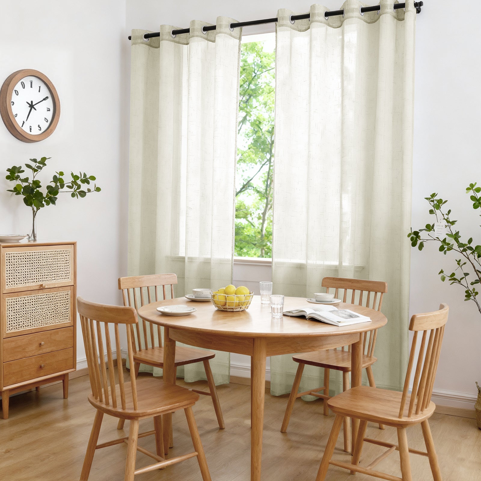 Ystyle 2 Panels Set, Linen-Effect Indoor Curtains, 70x240 cm, Living Room Window Curtains with Cross Weave, Kitchen Voile Curtains with Rod Pocket, Modern Lightweight Bedroom Curtains