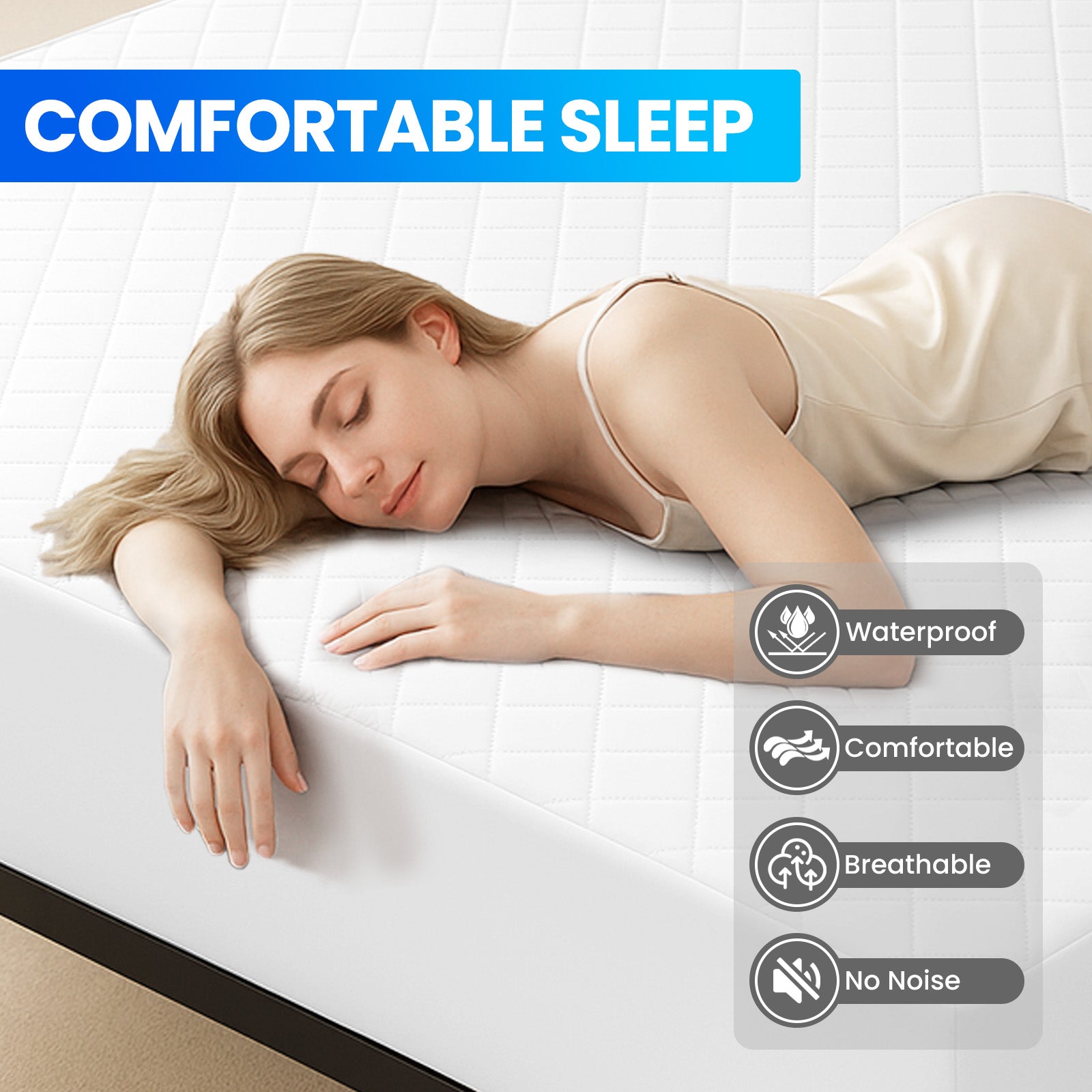 Waterproof Mattress Protector 90x190cm with Deep Pocket