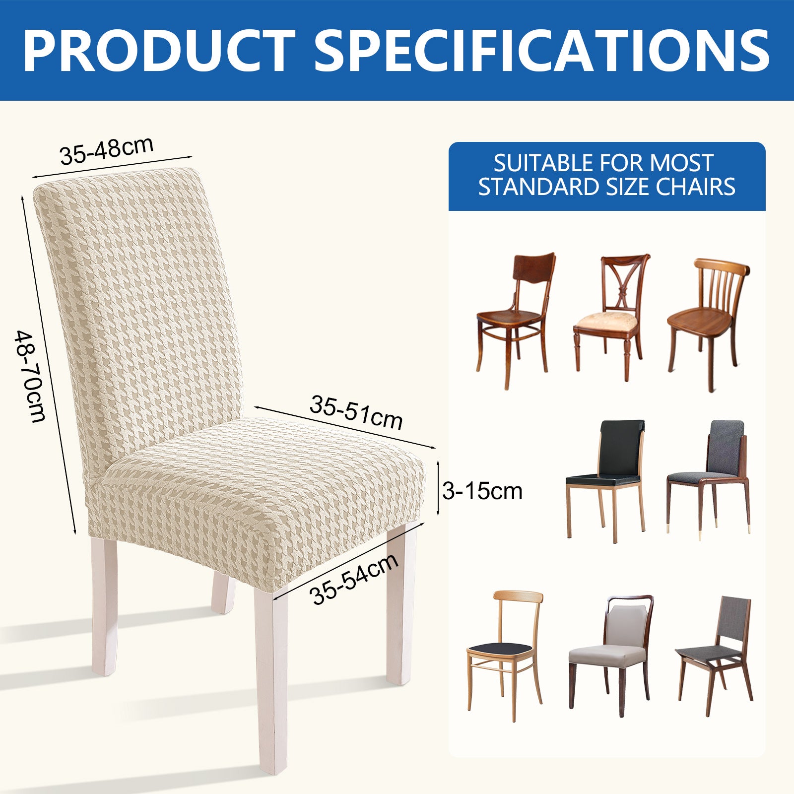 Ystyle 2-Piece Chair Covers with Backrest, Elastic Living Room Kitchen Chair Slipcovers, Universal Stretch Dining Chair Covers, Modern Cat-Scratch Resistant Chair Protectors