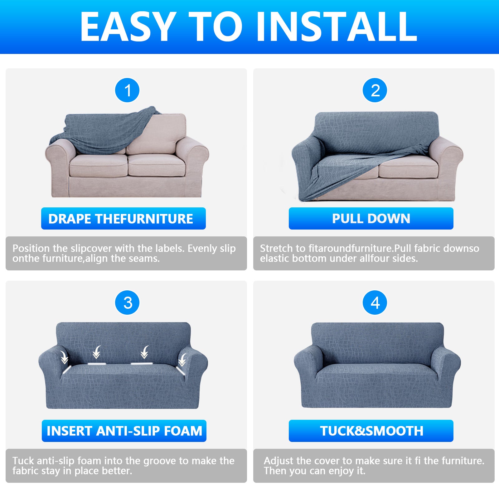 Ystyle Waterproof Stretch 4 Seater Sofa Cover Anti Slip-YSTYLE