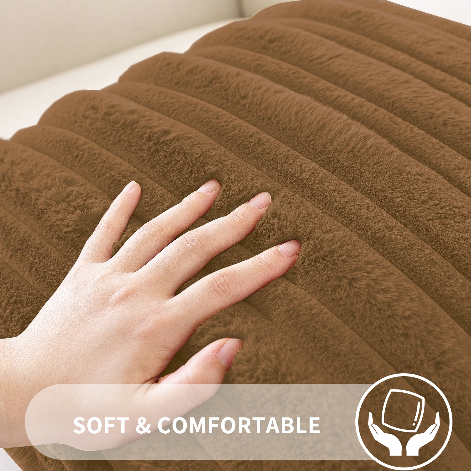 Ystyle Set of 2 Velvet Cushion Cover 50 x 50, Super Soft Striped Cushion Covers, Decoration Cushion Covers with Heart-Shaped Zipper, for Sofa Chair Bed Living Room