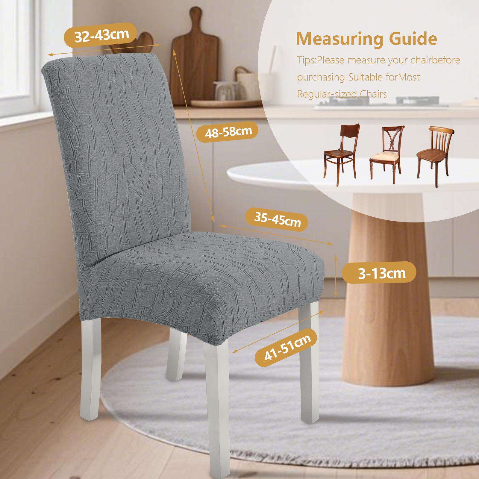 Ystyle 6 Pieces Stretch Chair Covers with Backrest Washable-YSTYLE