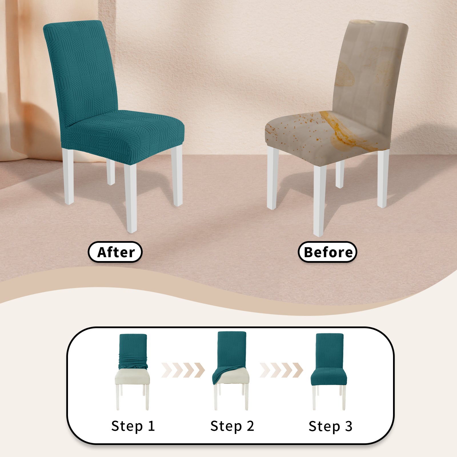 YSTYLE Universal 6 piezas fundas de silla, ajuste elástico, resistente a los arañazos, tela suave - cinco líneas.