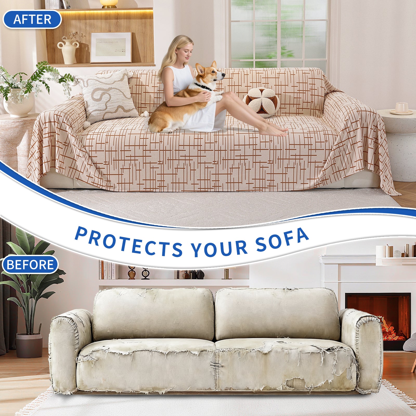 Ystyle Universal 4 Seater Sofa Cover Throw 200x380cm Breathable-YSTYLE