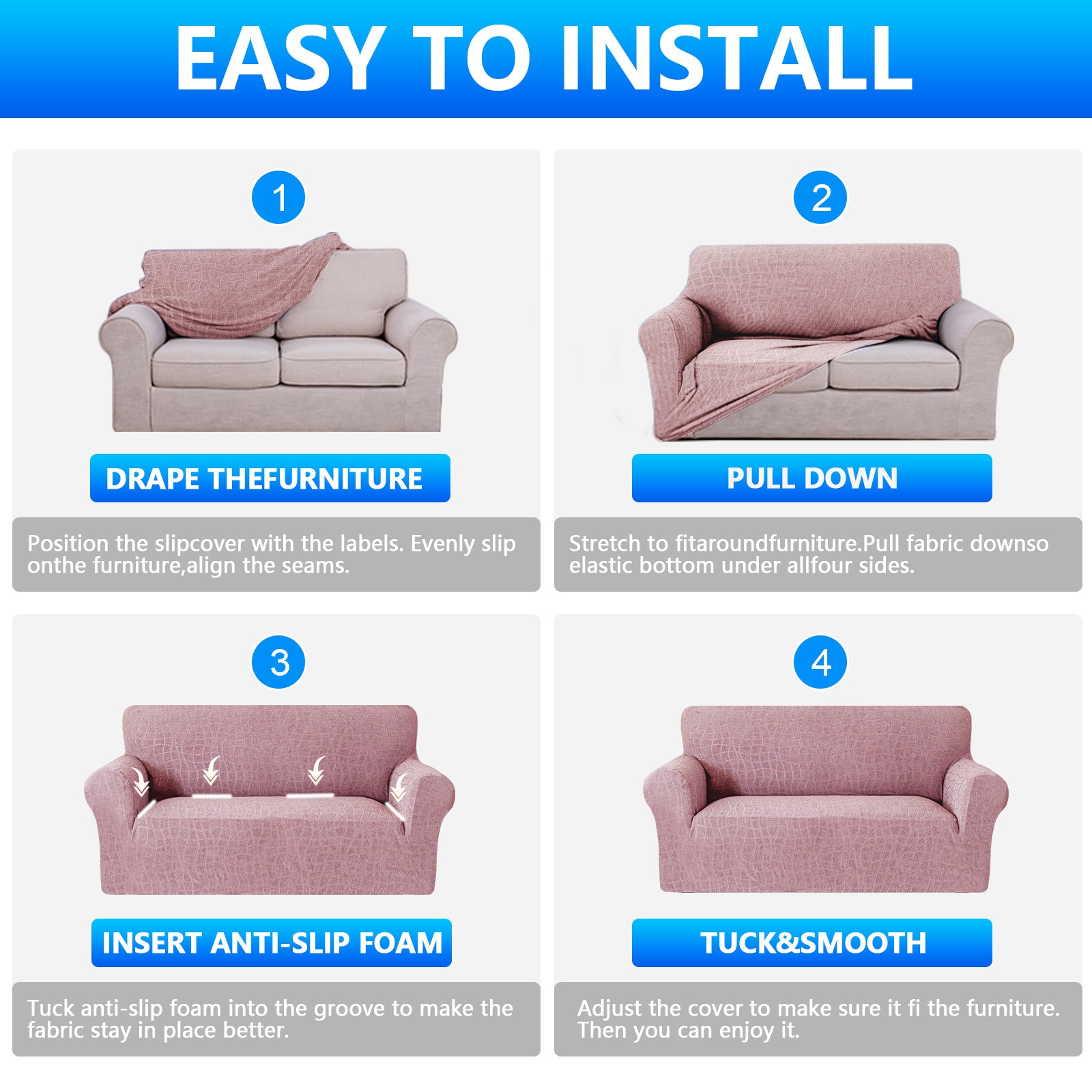 Ystyle Waterproof Stretch 4 Seater Sofa Cover Anti Slip-YSTYLE