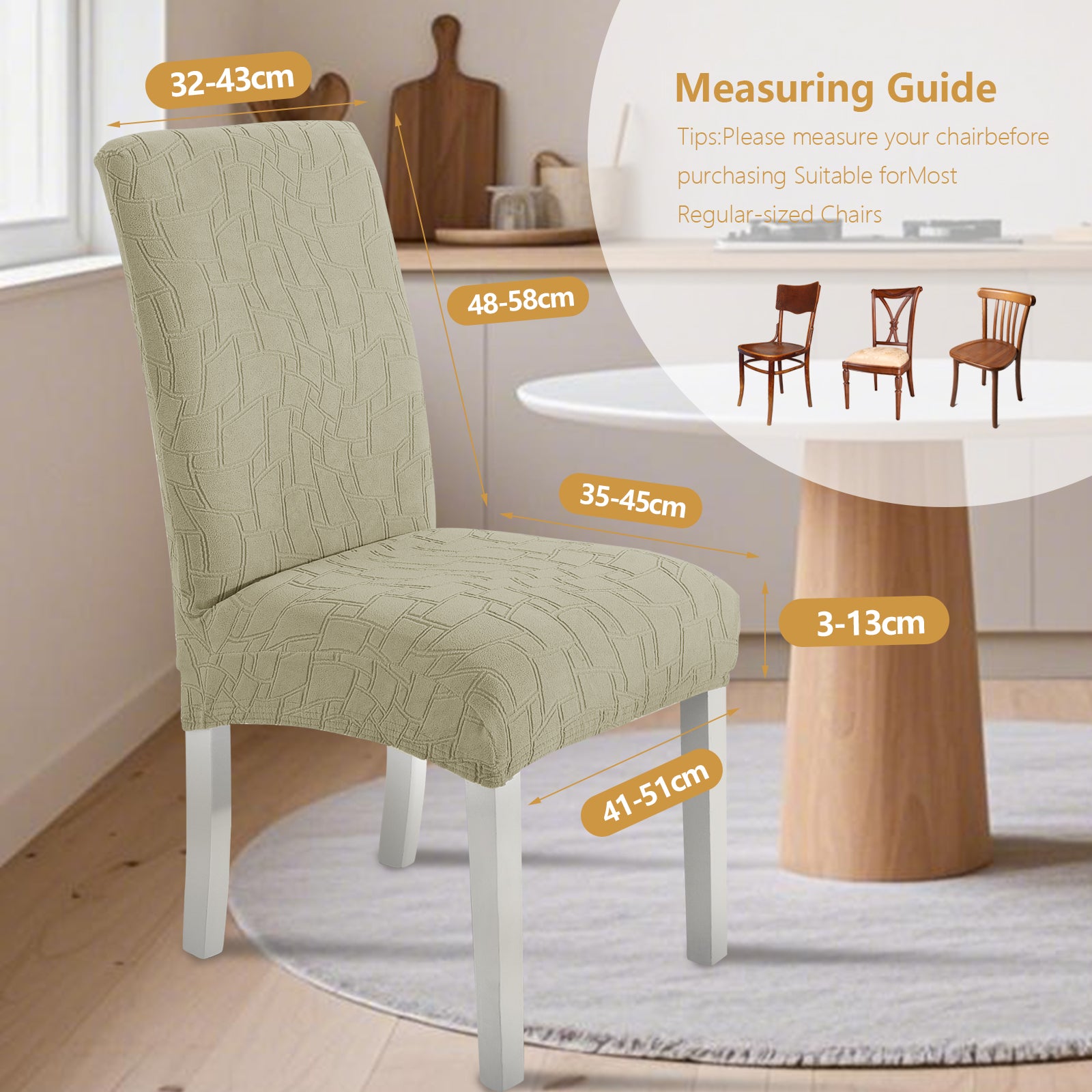 Ystyle 2-Piece Chair Covers with Backrest, Elastic Living Room Kitchen Chair Slipcovers, Soft Comfortable Anti-Scratch Chair Covers, Easy to Clean and Durable, Washable Removable