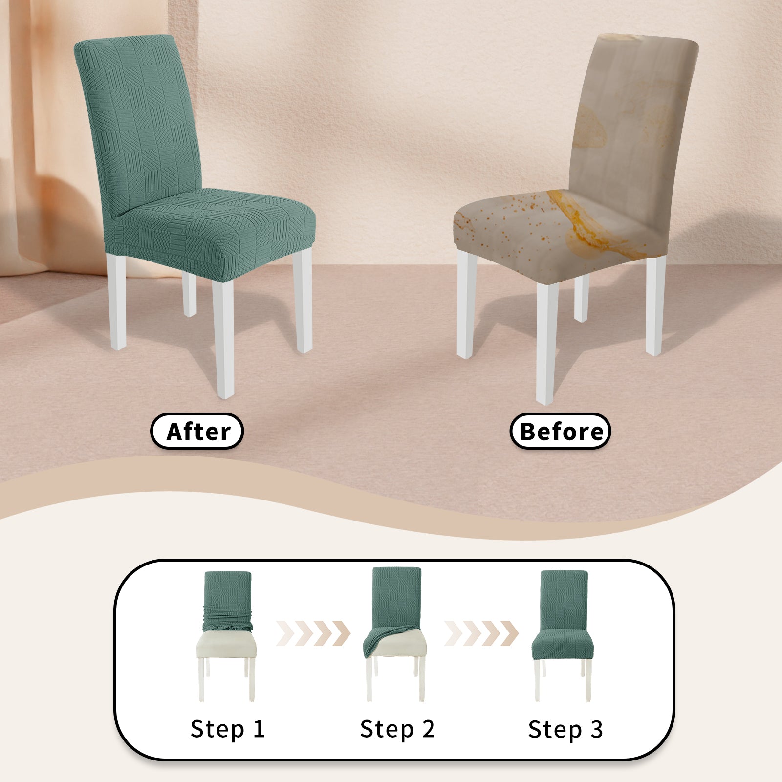 YSTYLE Universal 6 piezas fundas de silla, ajuste elástico, resistente a los arañazos, tela suave - cinco líneas.