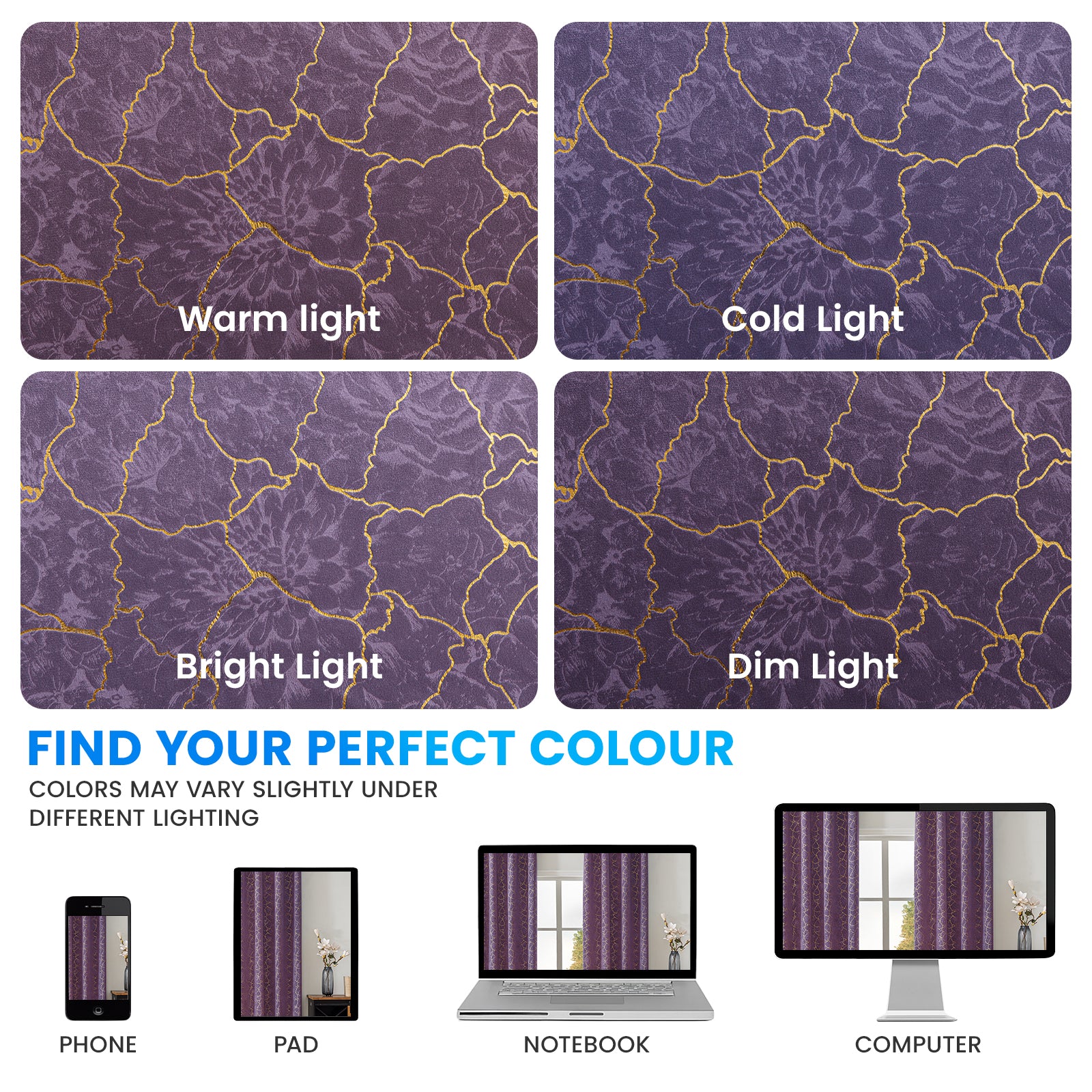 Ystyle 2 Stück Samt Blackout Vorhänge 117x137 cm Gold Druck