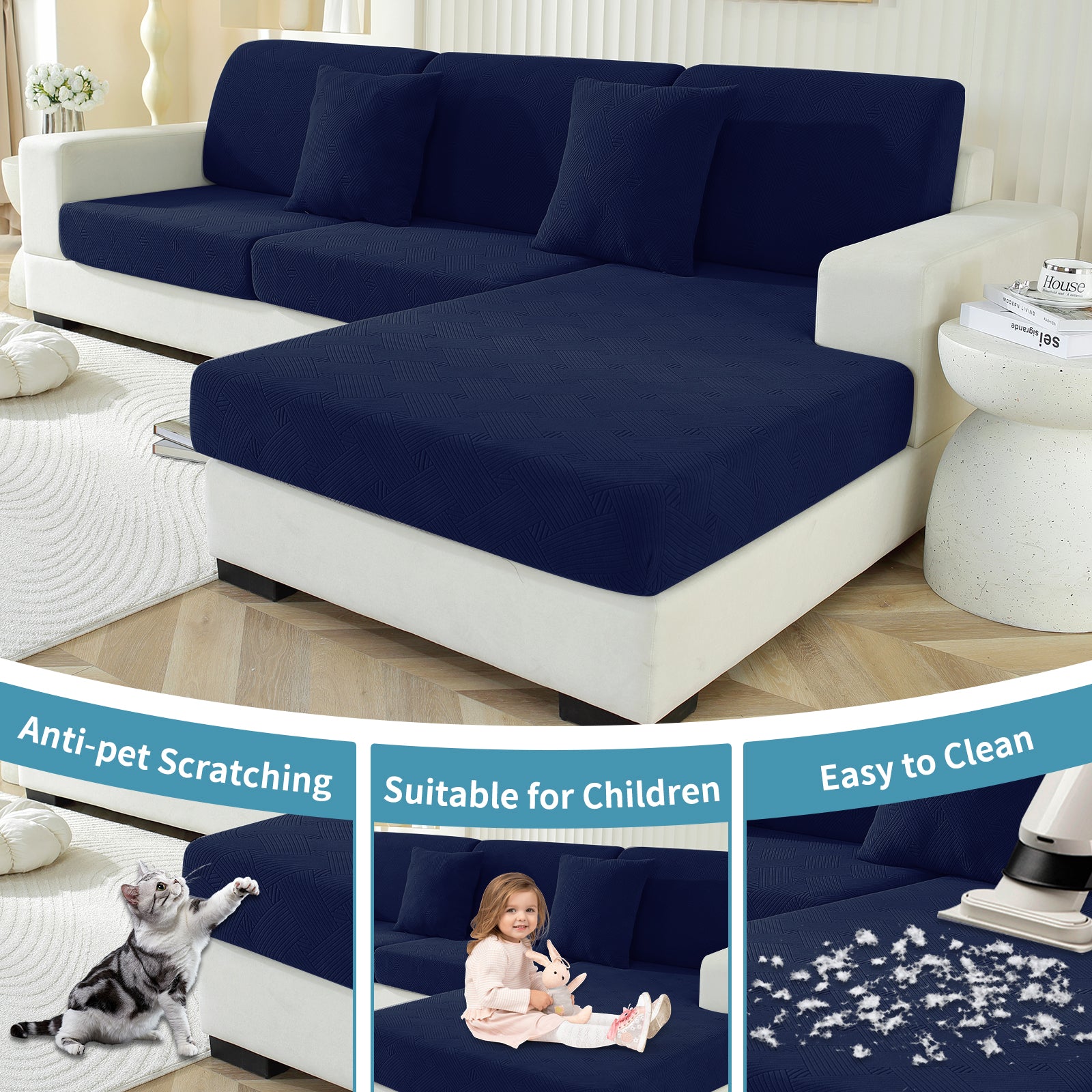 YSTYLE Sofá 1 Pieza Manta para Asiento – Ajuste Elástico, Antideslizante, Patrón Geométrico, Uso Universal, Protección Total - Patrón Entrelazado