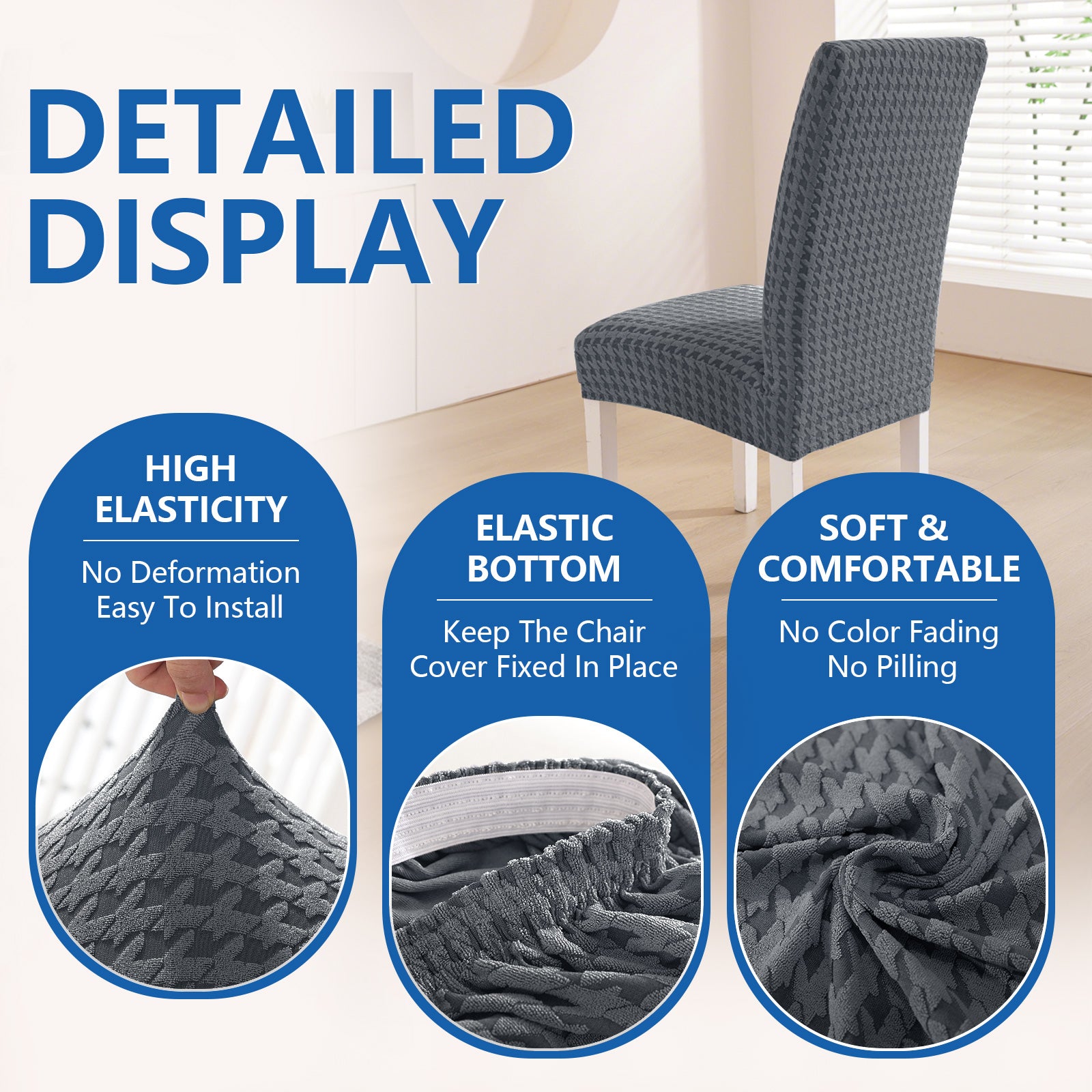 Ystyle 2-Piece Chair Covers with Backrest, Elastic Living Room Kitchen Chair Slipcovers, Universal Stretch Dining Chair Covers, Modern Cat-Scratch Resistant Chair Protectors