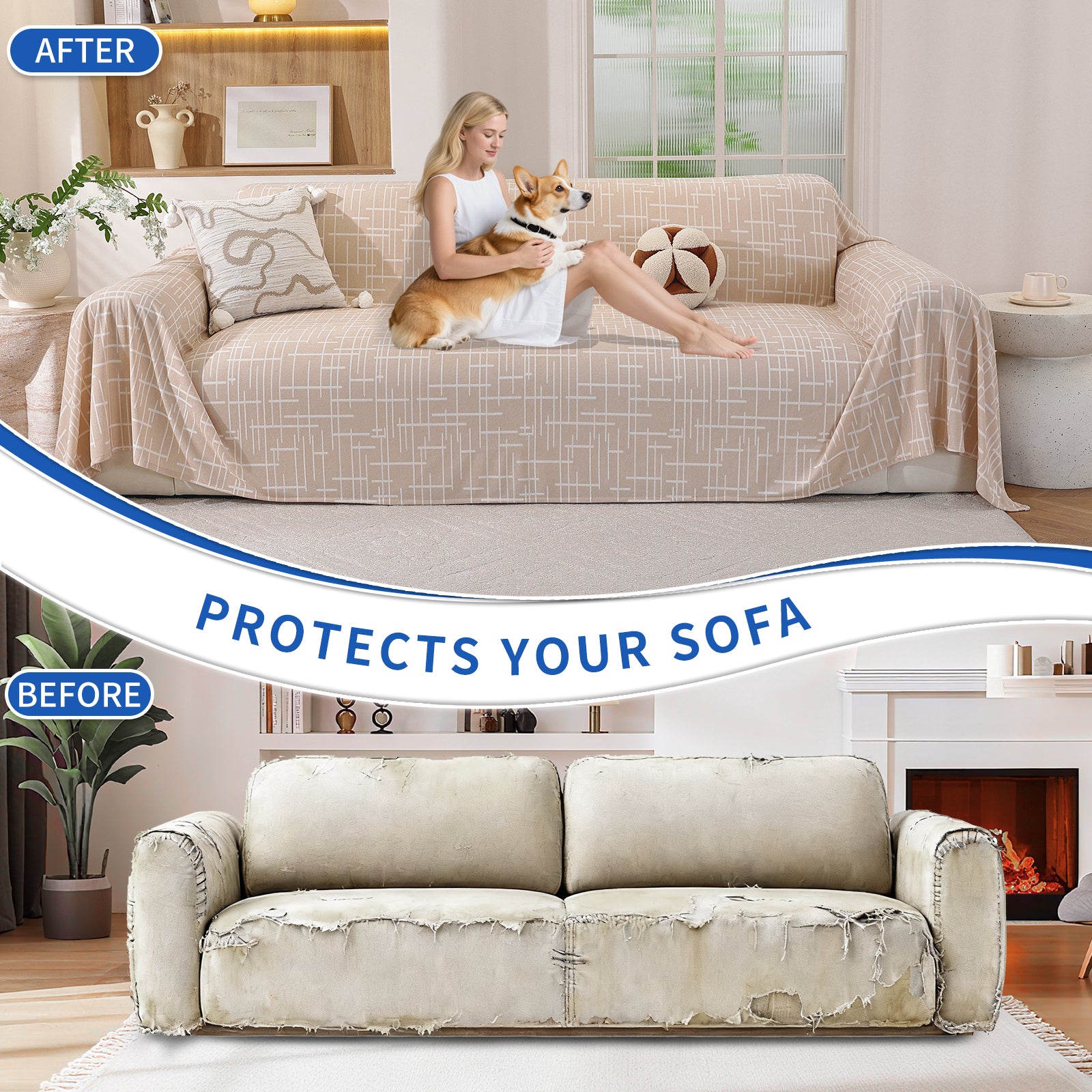 Ystyle Universal 4 Seater Sofa Cover Throw 200x380cm Breathable-YSTYLE