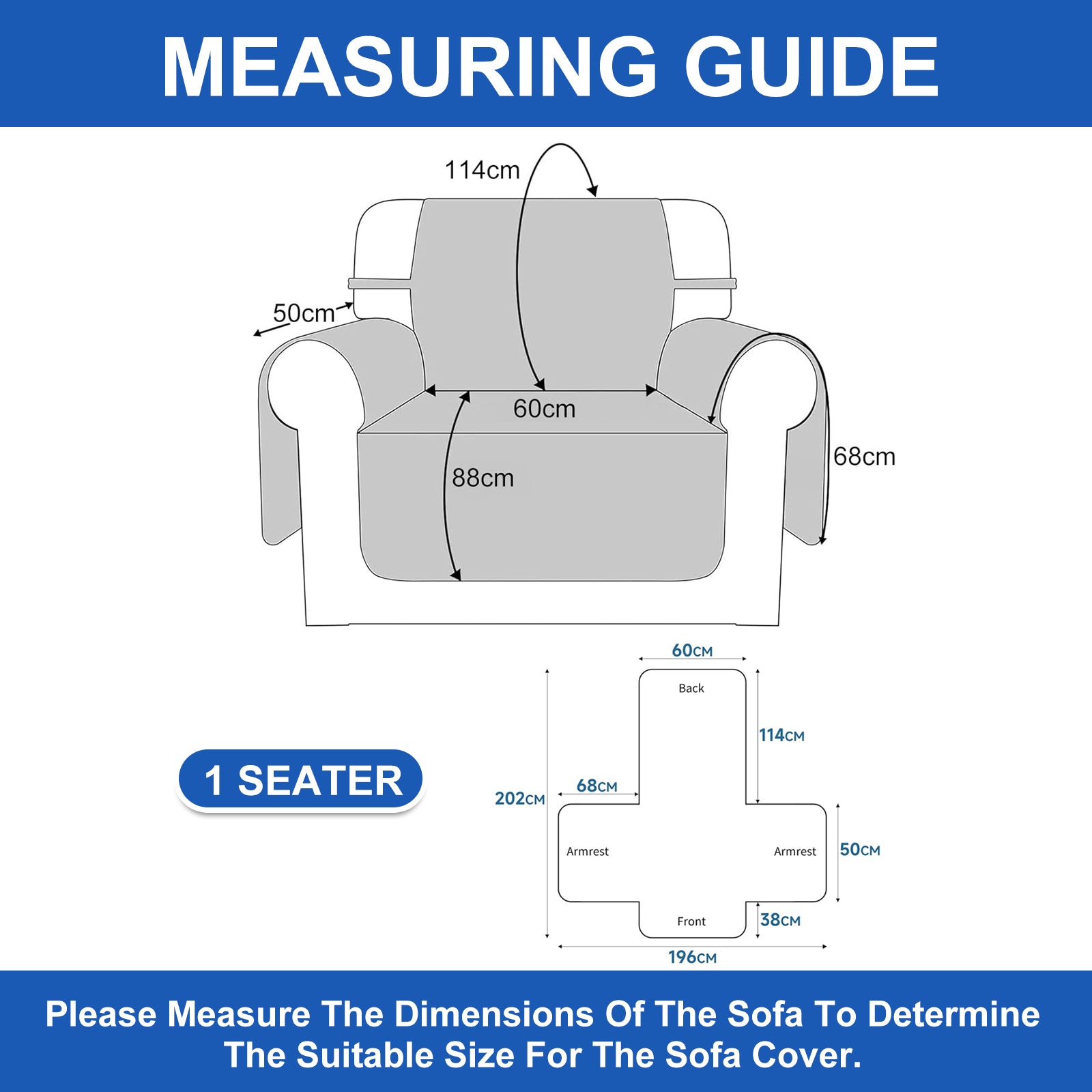Ystyle 100% Waterproof 1 Seater Armchair Cover with Side Pockets