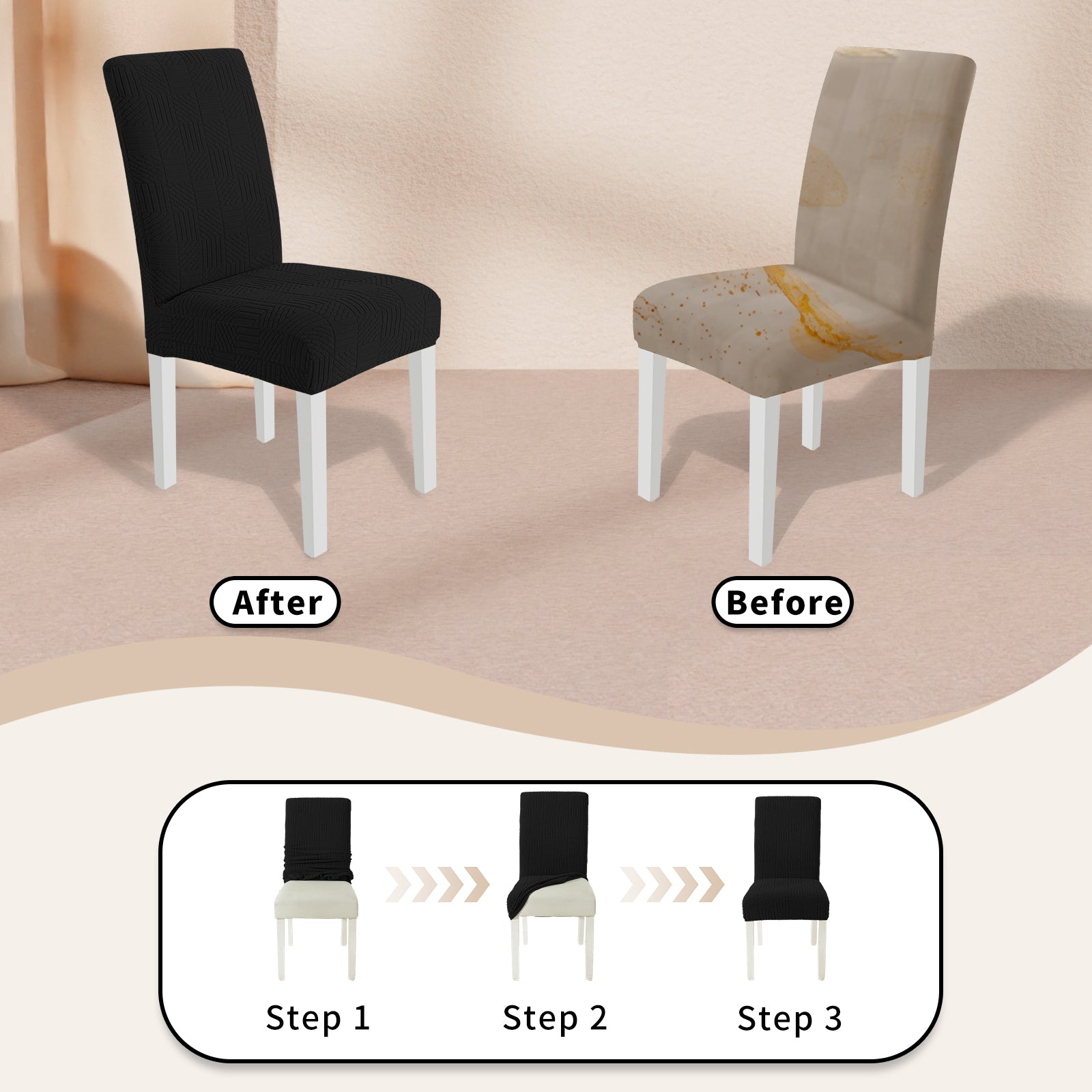 YSTYLE 2 Pieces élastique Dining Chair couvertures 48-70CM Back Height