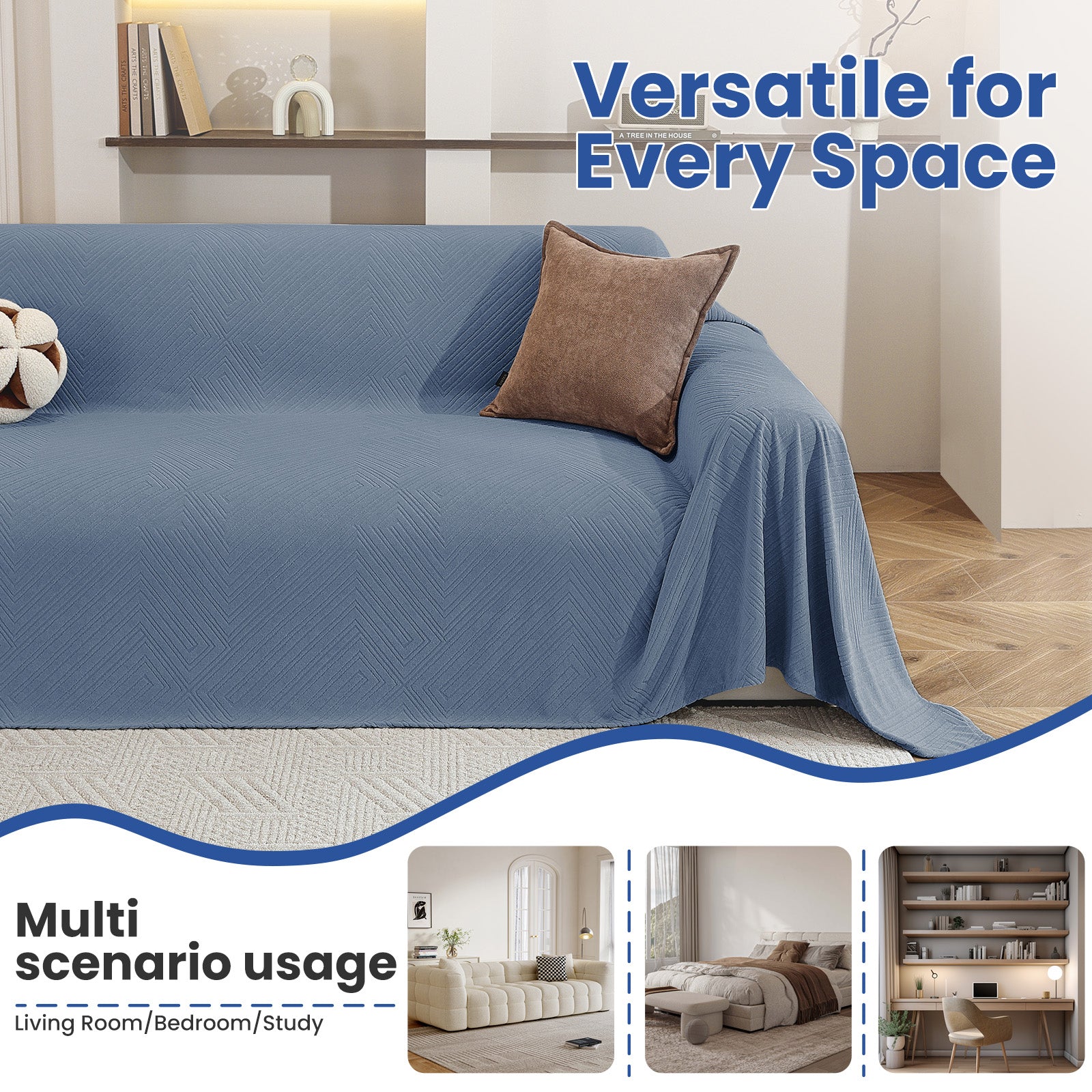 Ystyle 3 Seater Sofa Cover, 180x340 cm, Anti-Claw Protection, Soft Universal Sofa Cover, Anti-Dust, Large Size Modern Washable Sofa Throw