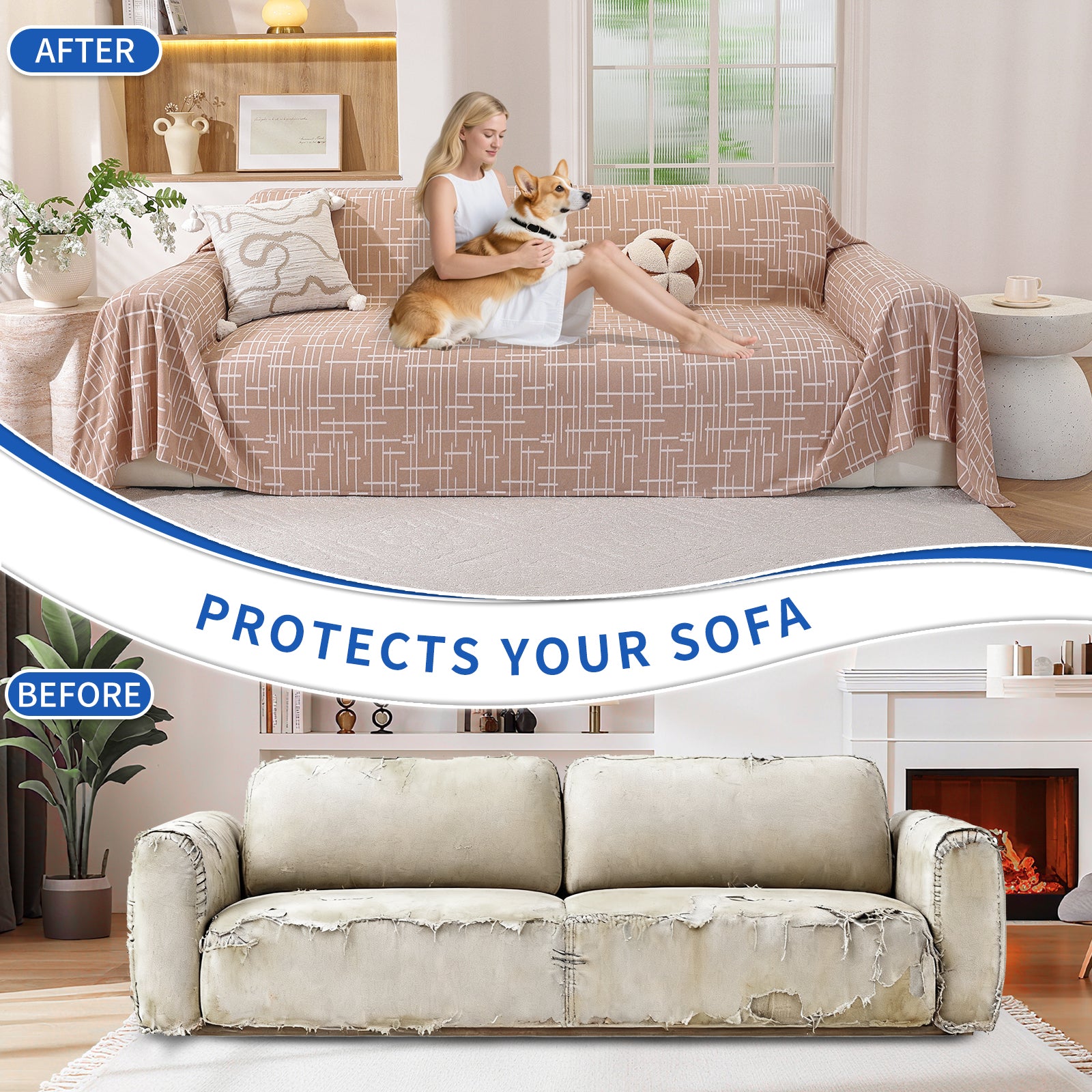 Ystyle Universal 4 Seater Sofa Cover Throw 200x380cm Breathable-YSTYLE
