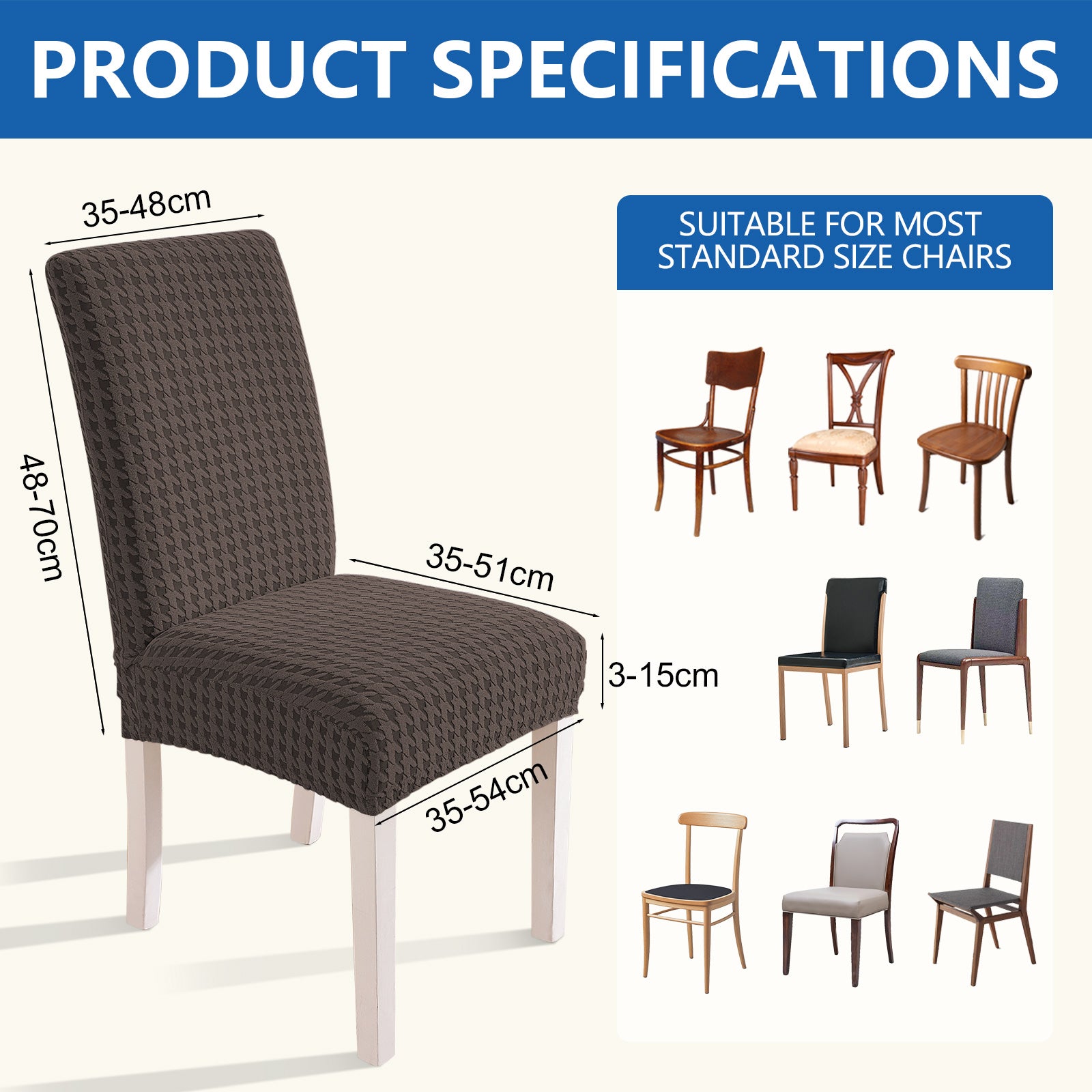 Ystyle 2-Piece Chair Covers with Backrest, Elastic Living Room Kitchen Chair Slipcovers, Universal Stretch Dining Chair Covers, Modern Cat-Scratch Resistant Chair Protectors