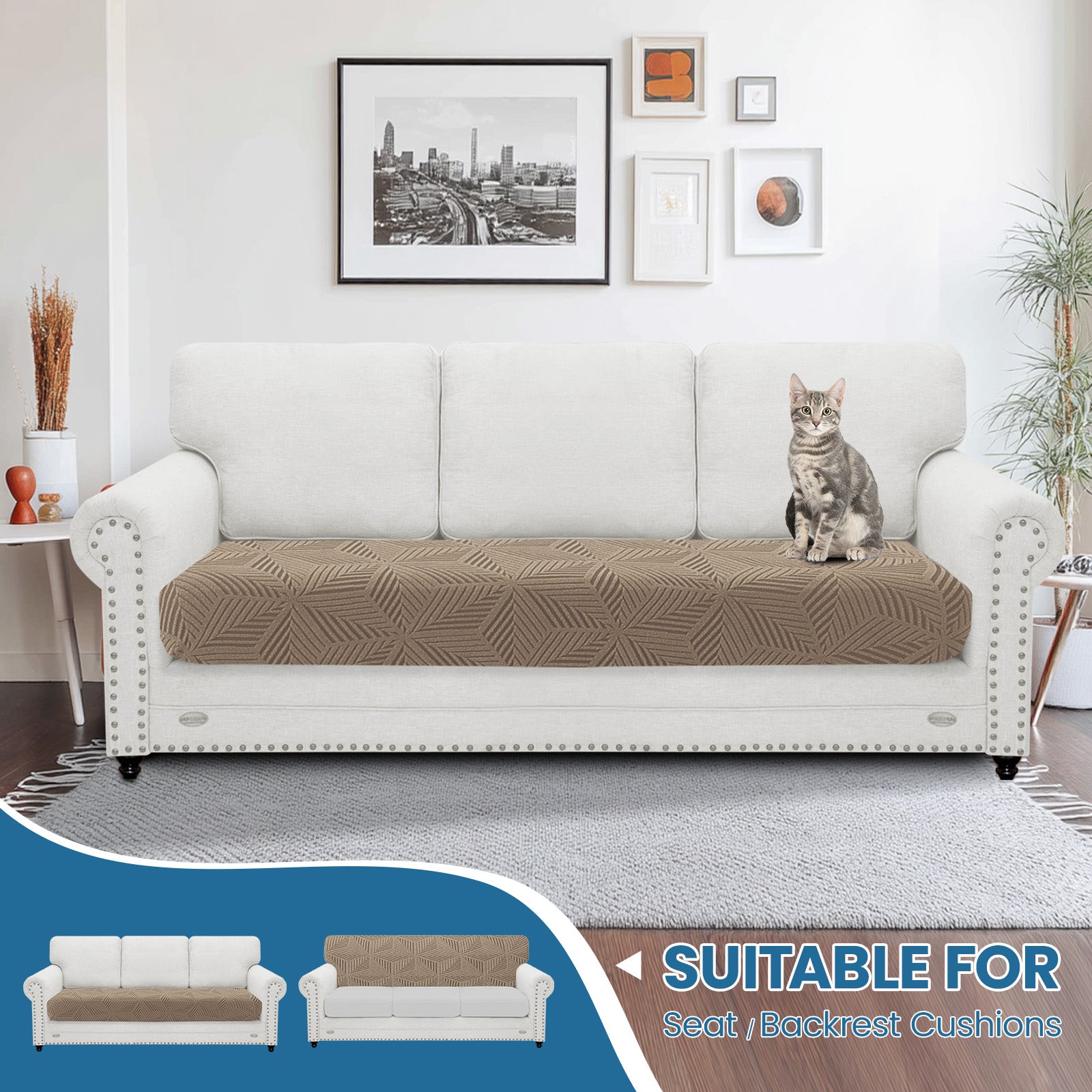 Ystyle Stretch Sofa Seat Cover 3 Seater Anti Slip Geometric-YSTYLE