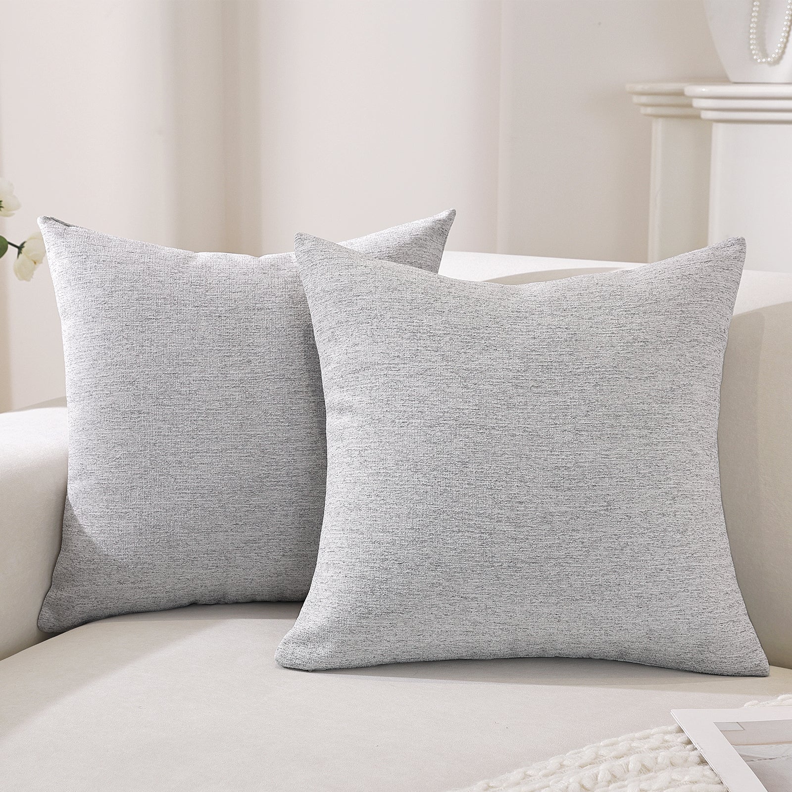 Ystyle 2 Pieces Linen Cushion Covers 60 x 60 cm, Decorative Sofa Cushion Covers, Invisible Zipper, Modern, Comfortable Sturdy, for Living Room, Bedroom