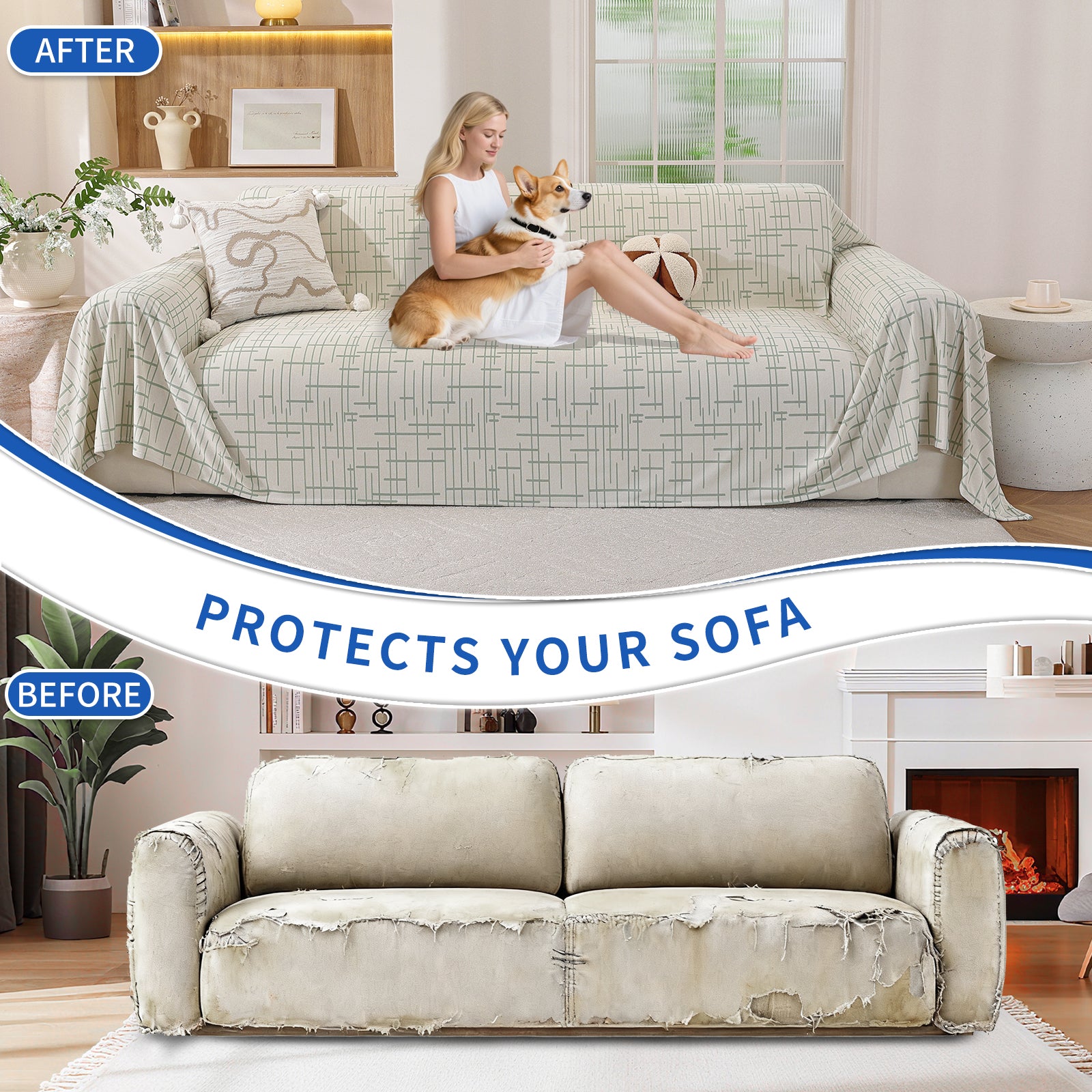 Ystyle Universal 4 Seater Sofa Cover Throw 200x380cm Breathable-YSTYLE