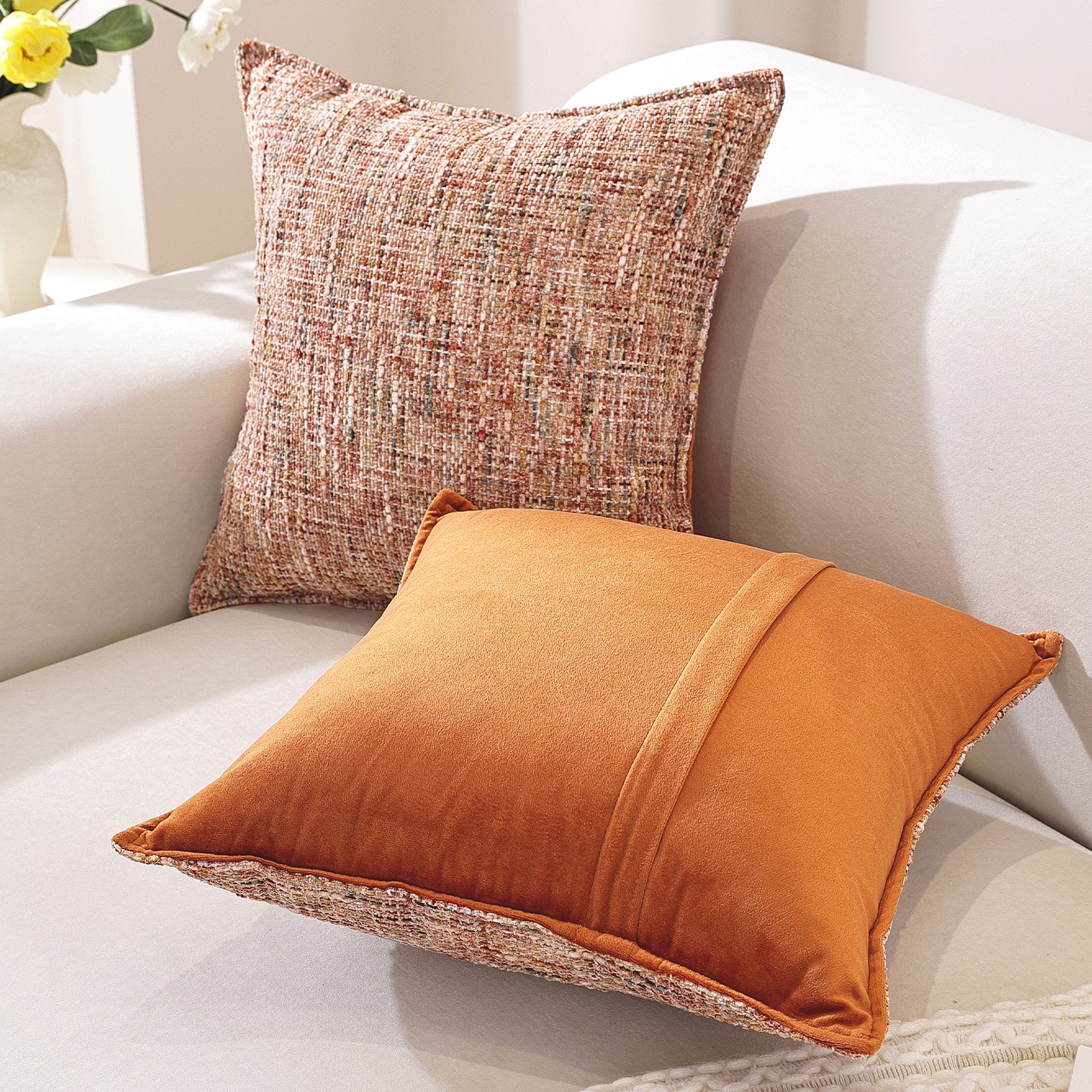 Ystyle Chenille Sofa Cushion Covers 45 x 45 cm, 2 Pieces, Soft Durable Cushion Cover, Sofa Cushion Cover with Corazón Shape, Elegant Decorative Pillowcase Living Room