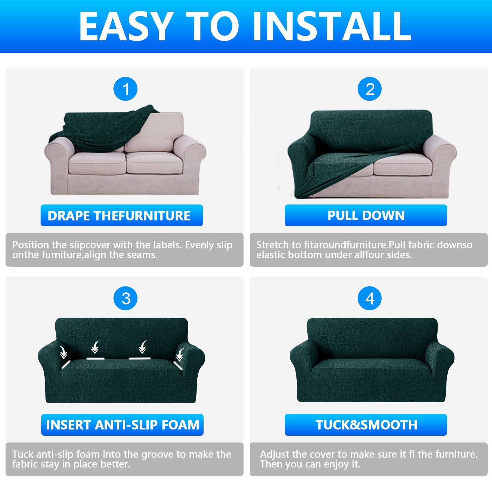 Ystyle Waterproof Stretch 4 Seater Sofa Cover Anti Slip-YSTYLE