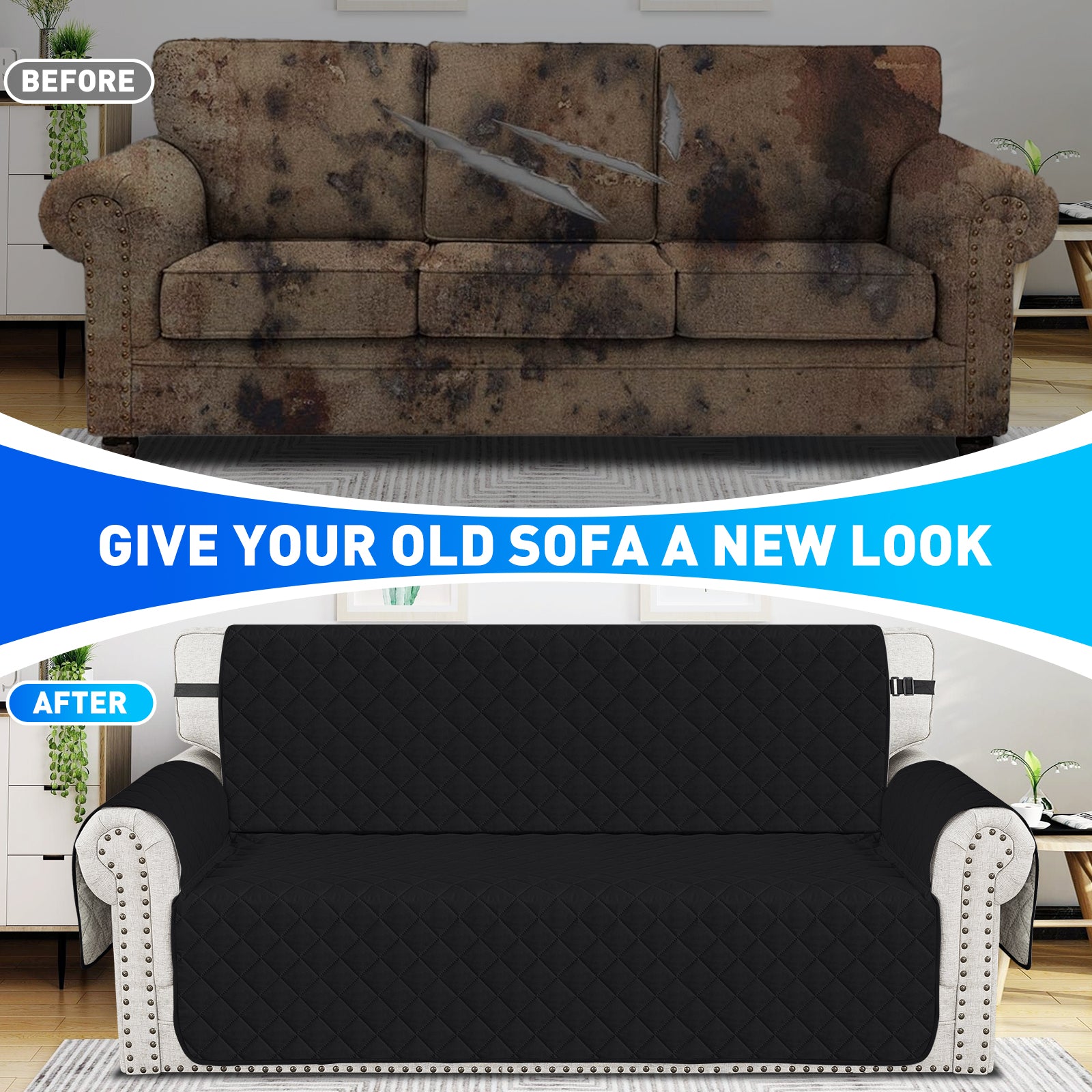 Ystyle Waterproof 4 Seater Sofa Cover with Armrests Anti-Slip-YSTYLE
