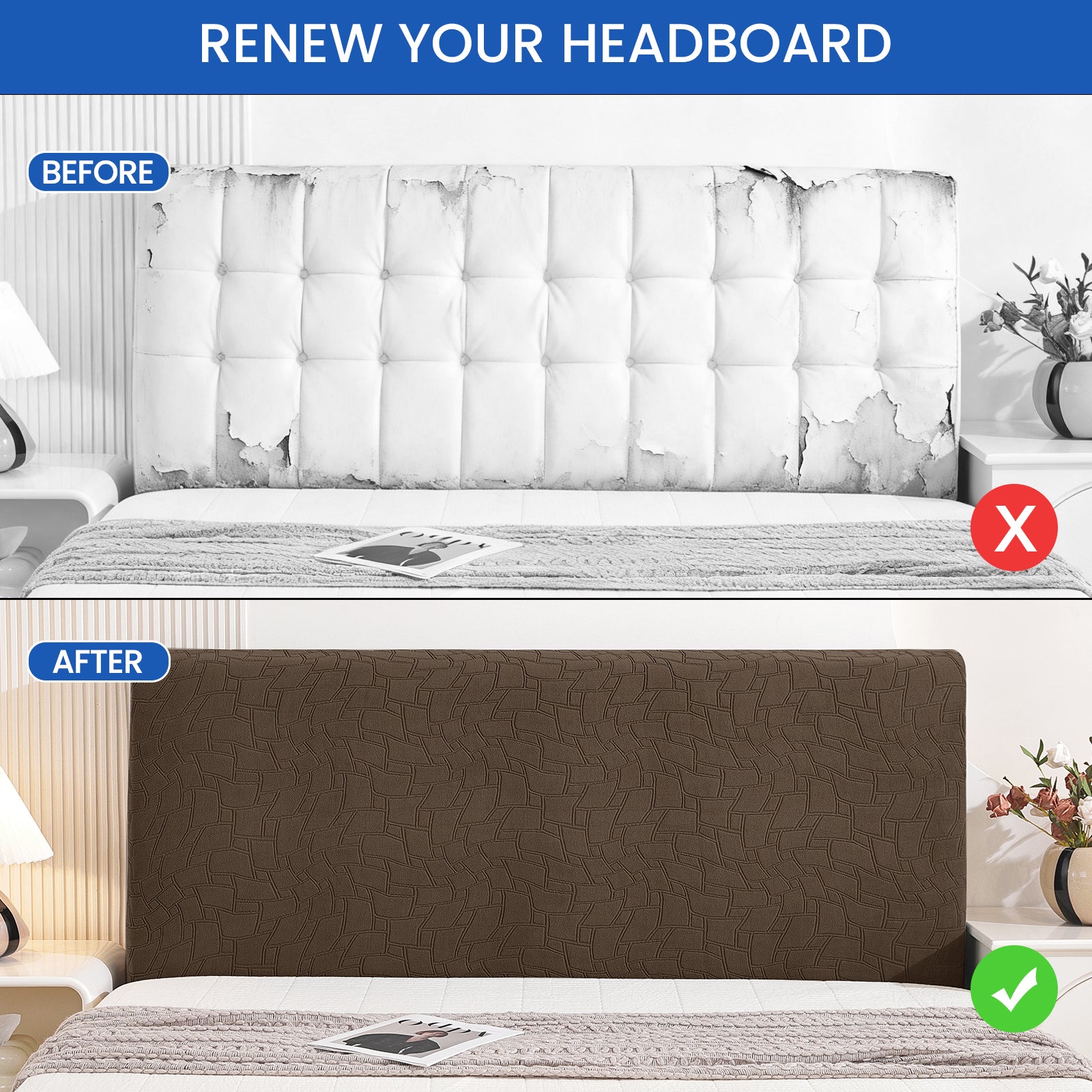 YSTYLE Universal Elastic 180cm Headboard Cover Dustproof Washable