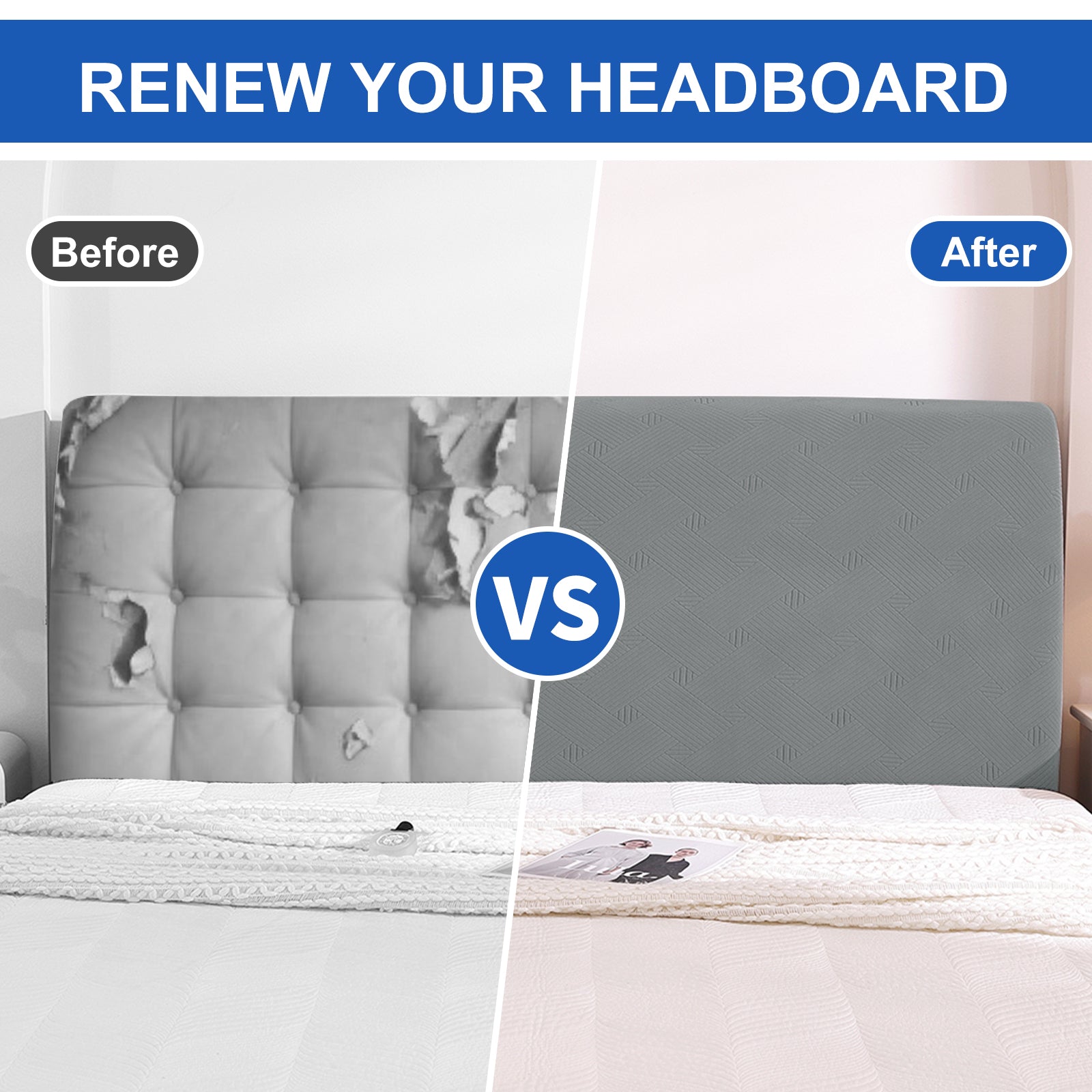 Ystyle 150cm Bed Headboard Cover, Elasticized Double/Single Bed Headboard Cover, Washable Double Bed Headboard Slipcover, Universal Dust-Proof Headboard Cover