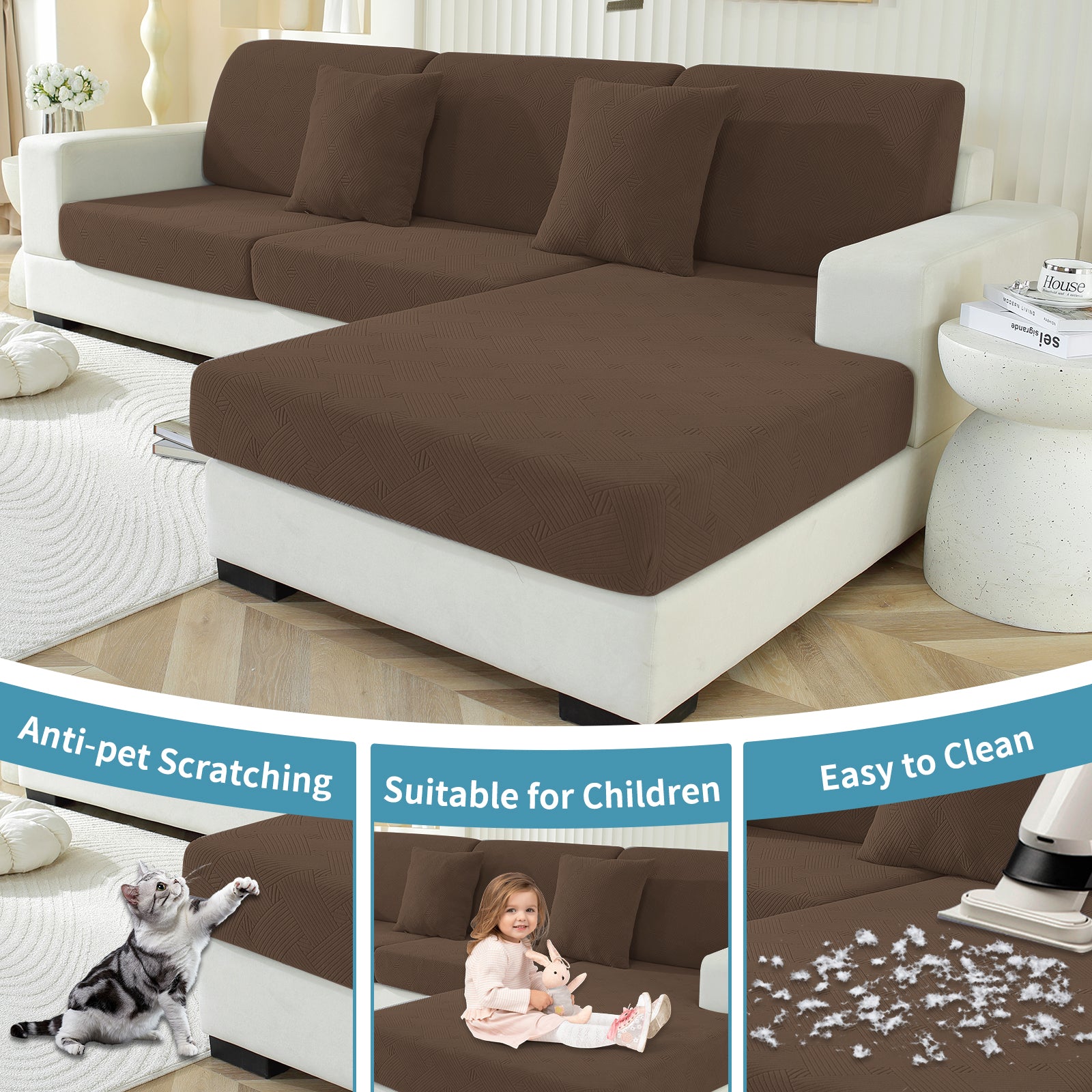 YSTYLE Coprisedile elastico per divano chaise longue anti-scivolo