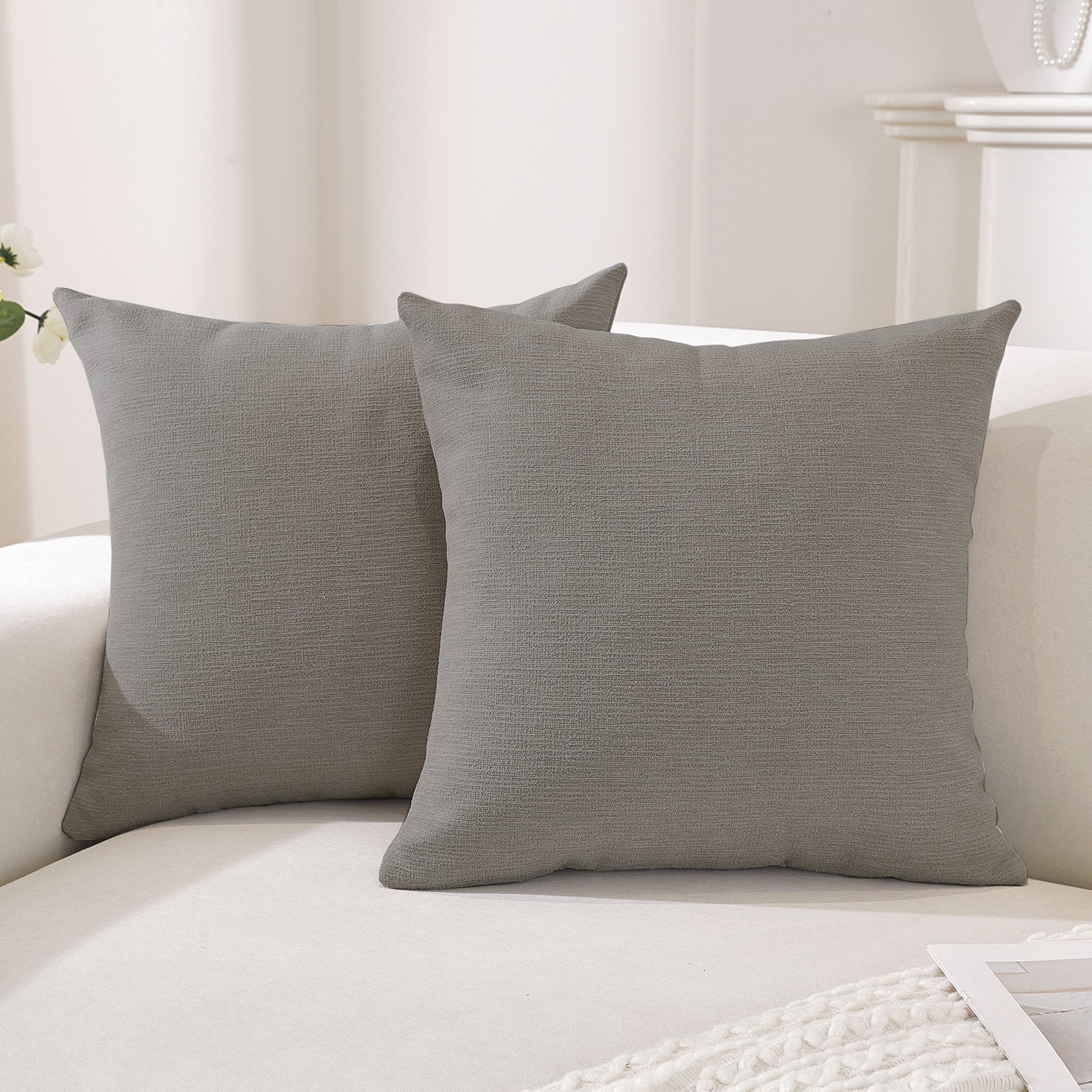 Ystyle 2 Pieces Linen Cushion Covers 60 x 60 cm, Decorative Sofa Cushion Covers, Invisible Zipper, Modern, Comfortable Sturdy, for Living Room, Bedroom