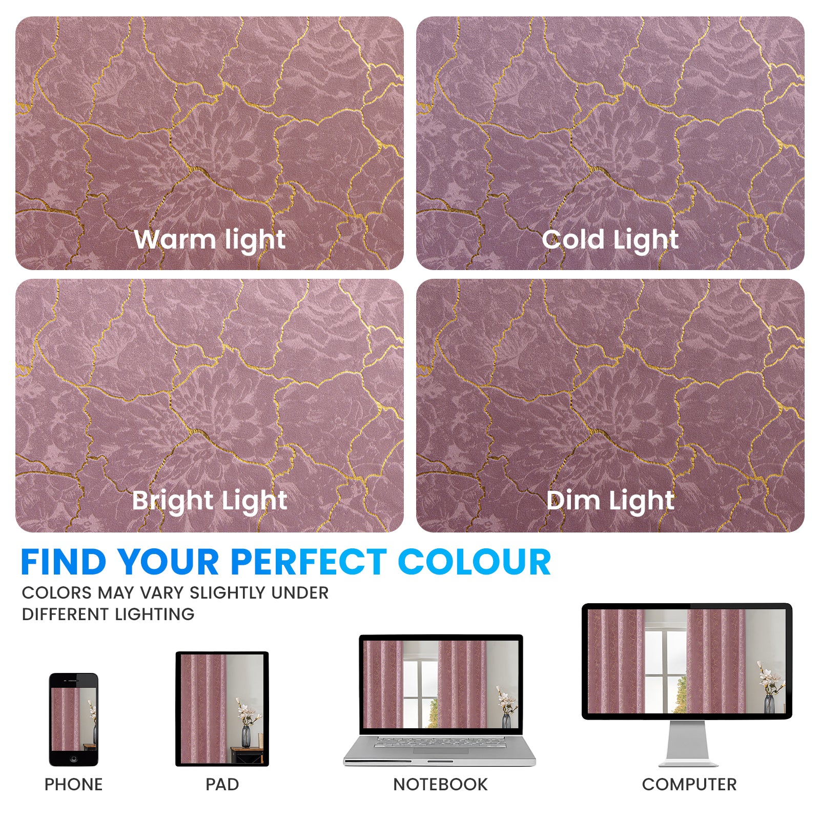 Ystyle 2 Stück Samt Blackout Vorhänge 117x137 cm Gold Druck