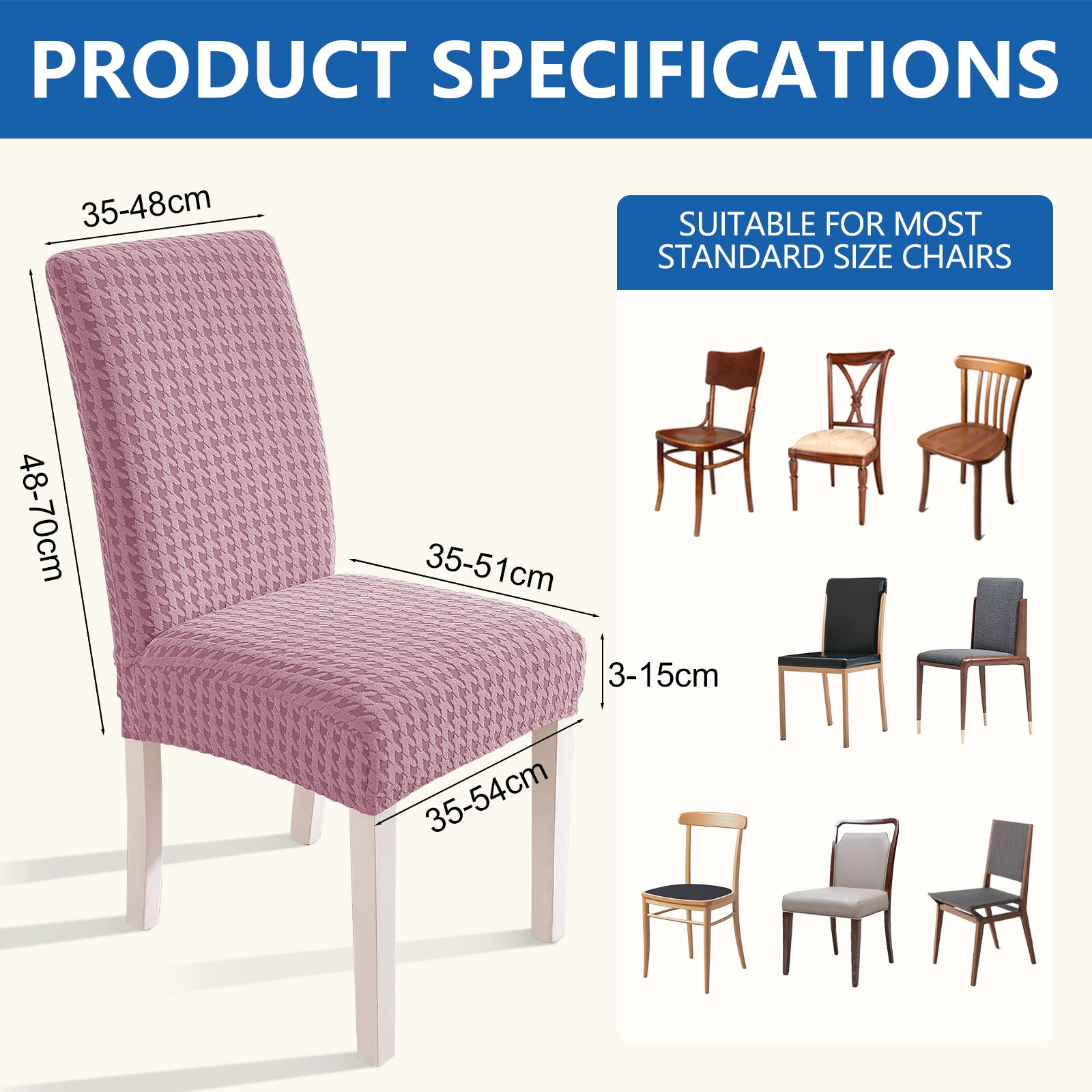 Ystyle 2-Piece Chair Covers with Backrest, Elastic Living Room Kitchen Chair Slipcovers, Universal Stretch Dining Chair Covers, Modern Cat-Scratch Resistant Chair Protectors
