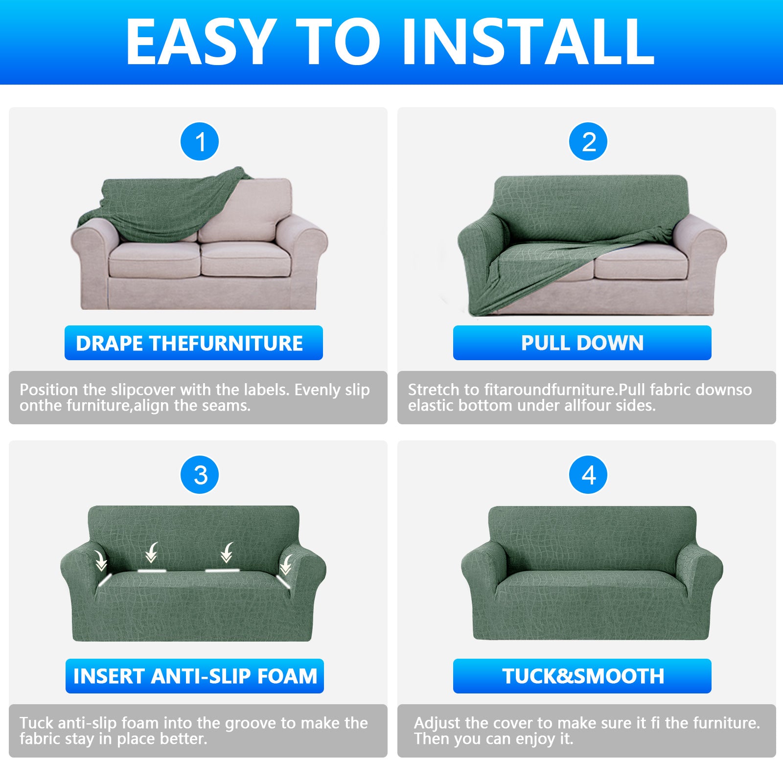 Ystyle Waterproof Stretch 4 Seater Sofa Cover Anti Slip-YSTYLE