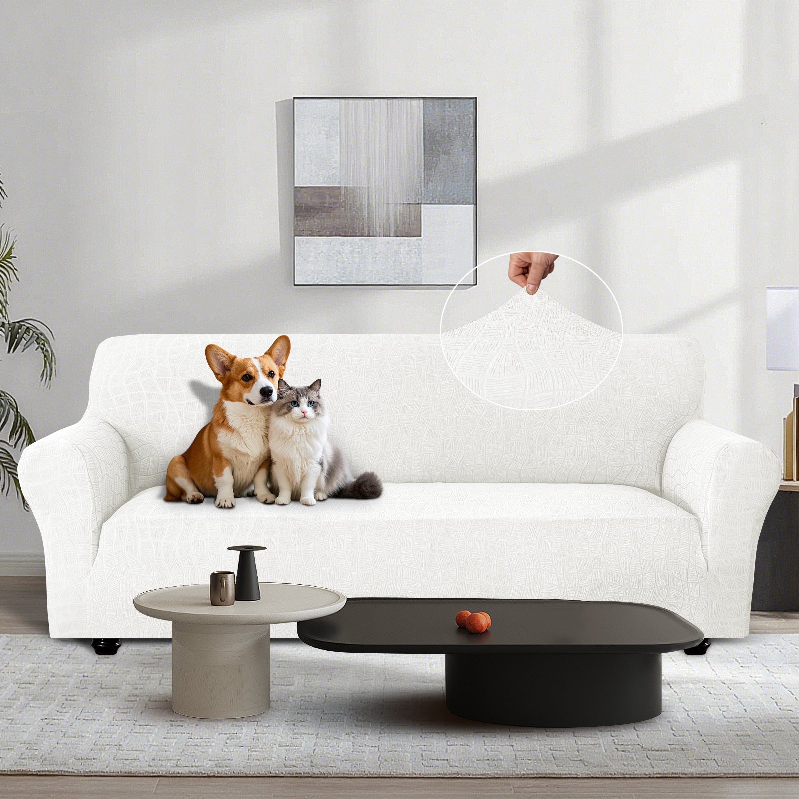 Ystyle Waterproof 1-Seater Sofa Cover with Armrests, Universal Elastic Sofa Protector, Washable Cat Scratch-Resistant Sofa Cover, Stain & Slip-Resistant Sofa Slipcover