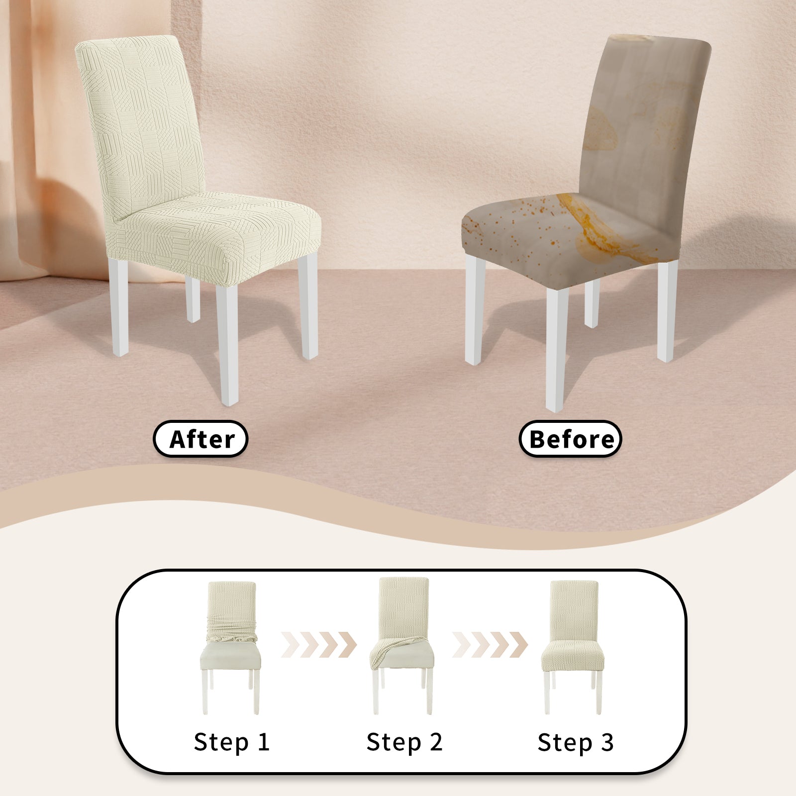 YSTYLE Universal 6 piezas fundas de silla, ajuste elástico, resistente a los arañazos, tela suave - cinco líneas.