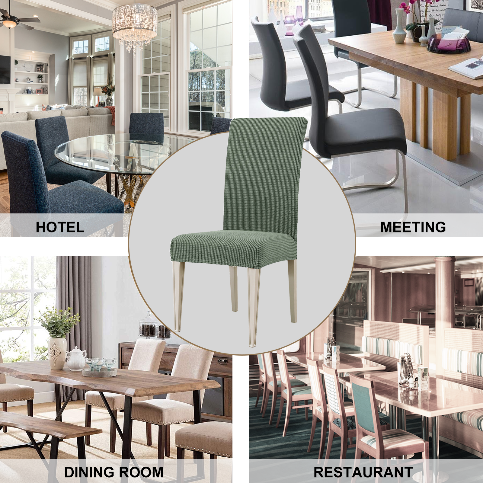 YSTYLE 4 Pieces Stretch Dining Chair Covers Jacquard Pattern