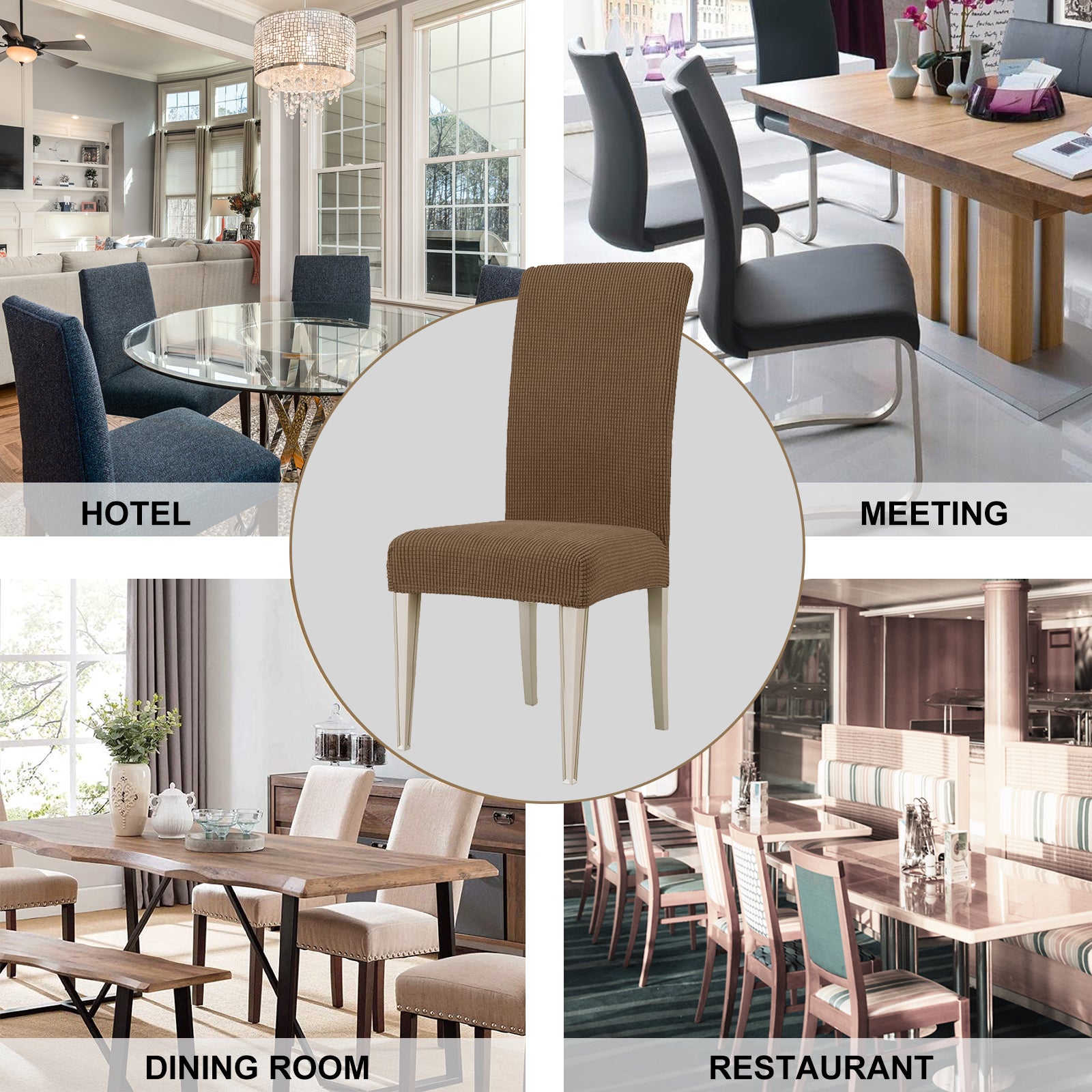 YSTYLE 4 Pieces Stretch Dining Chair Covers Jacquard Pattern