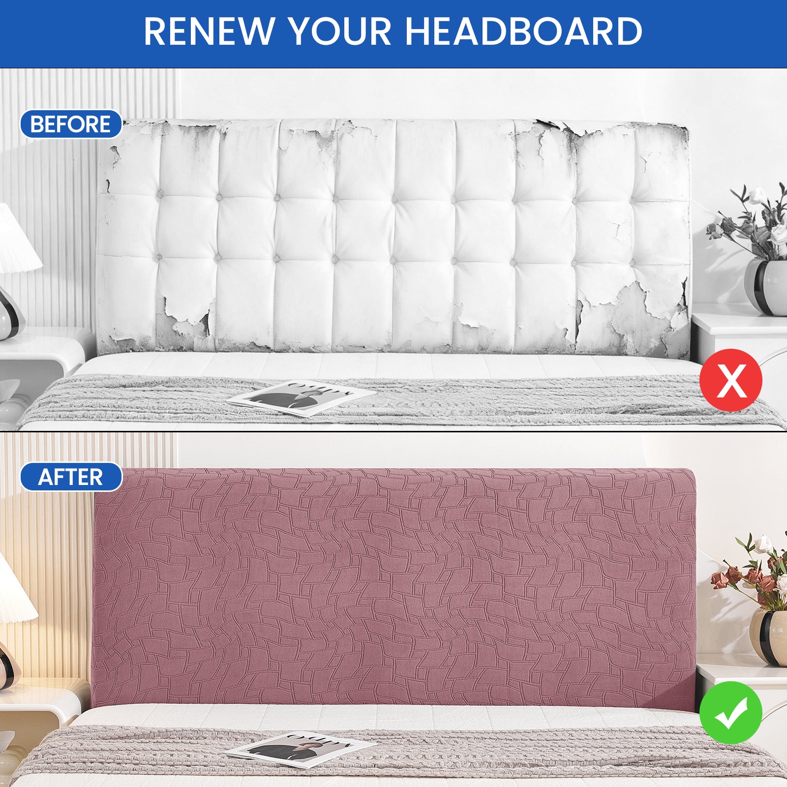 YSTYLE Universal Elastic 180cm Headboard Cover Dustproof Washable