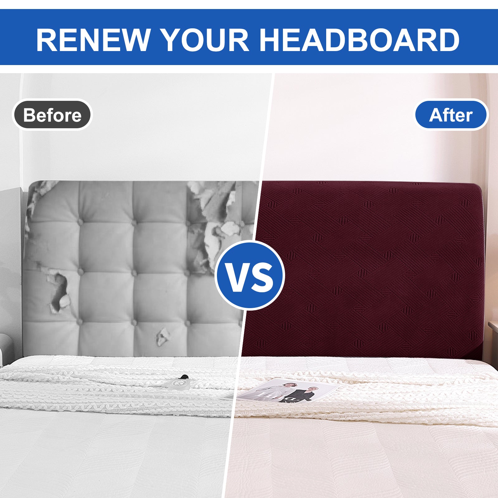 Ystyle 150cm Bed Headboard Cover, Elasticized Double/Single Bed Headboard Cover, Washable Double Bed Headboard Slipcover, Universal Dust-Proof Headboard Cover