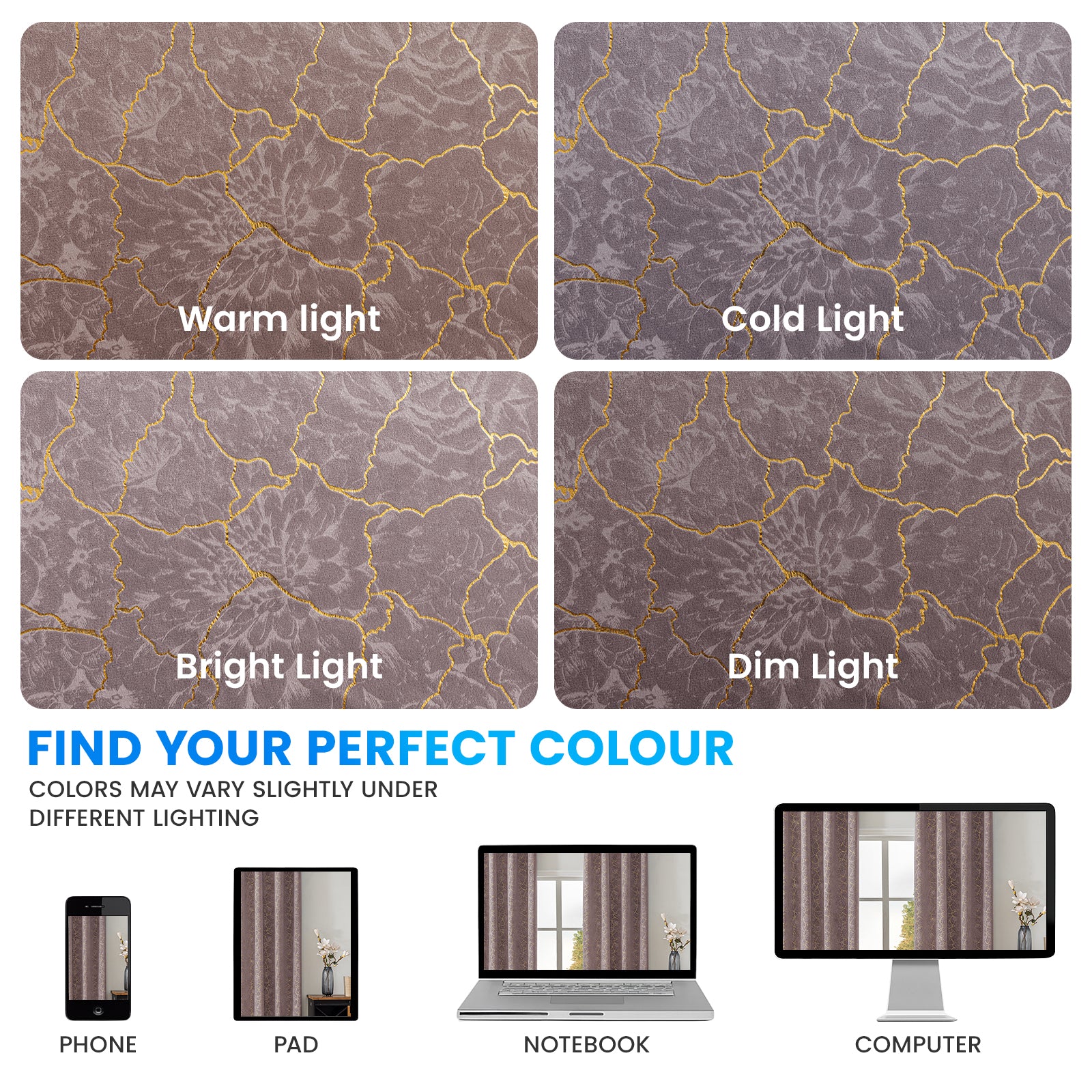 Ystyle 2 Stück Samt Blackout Vorhänge 117x137 cm Gold Druck